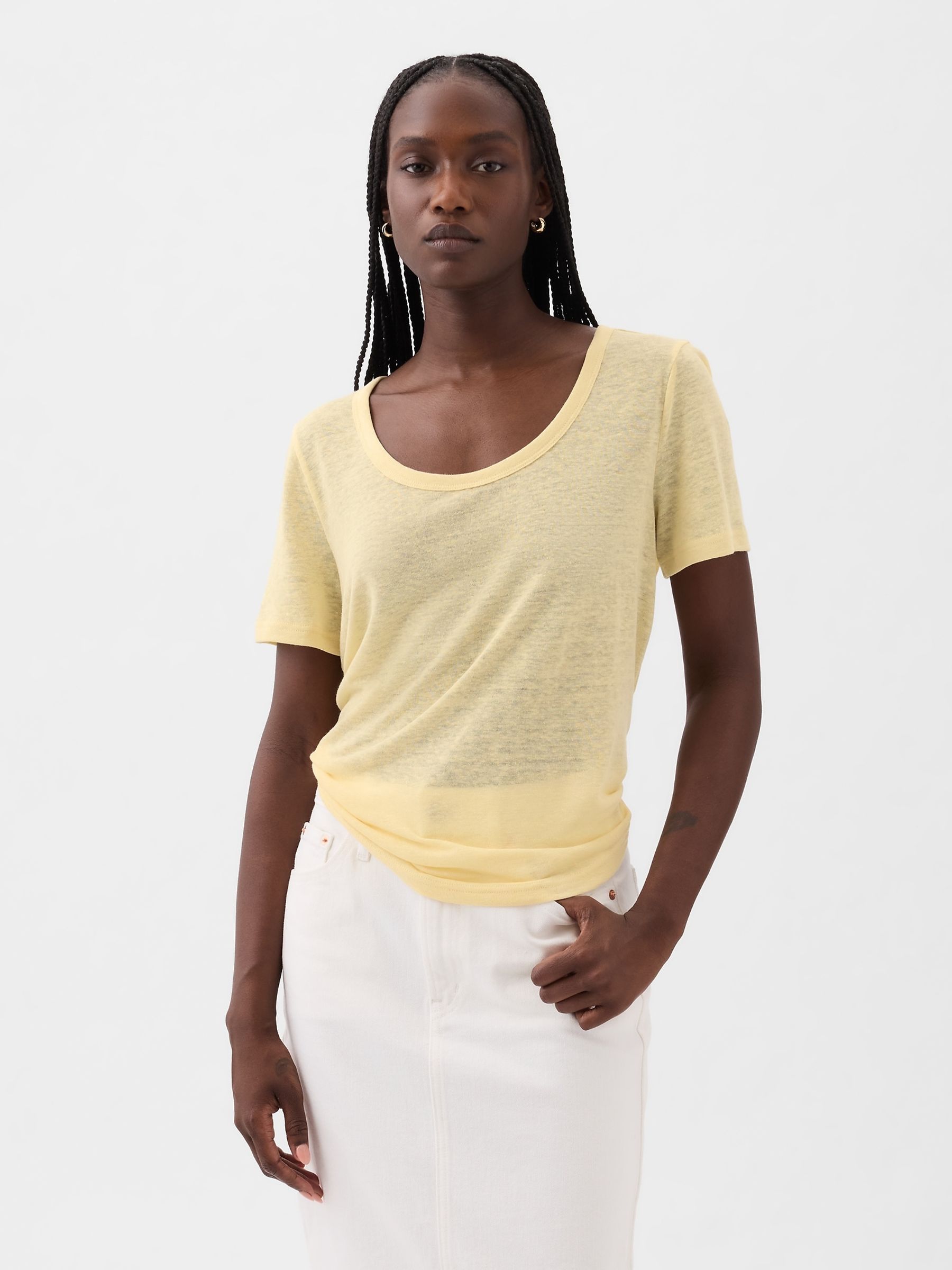 Yellow scoop neck top top