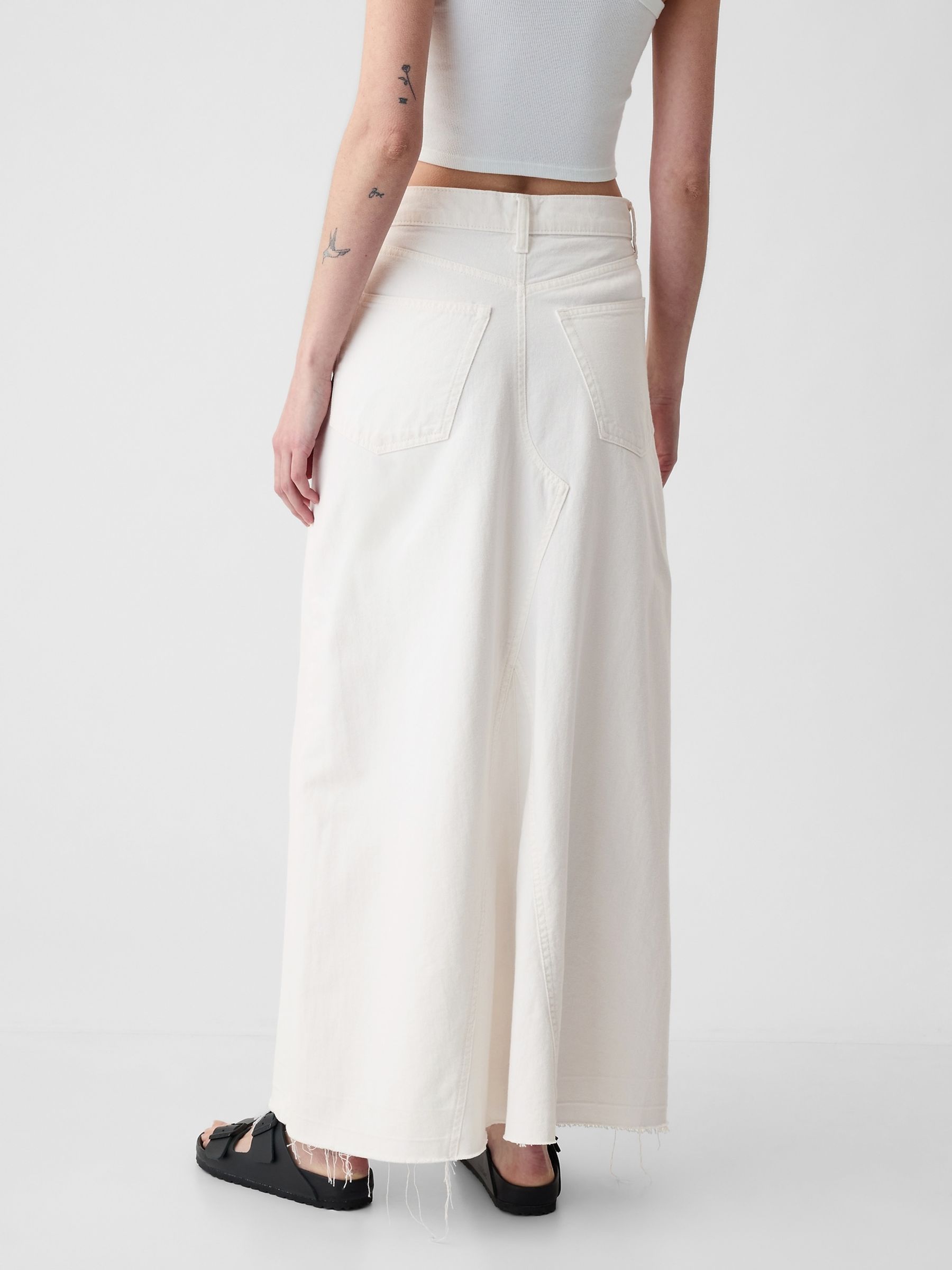 White denim a line midi skirt outlet