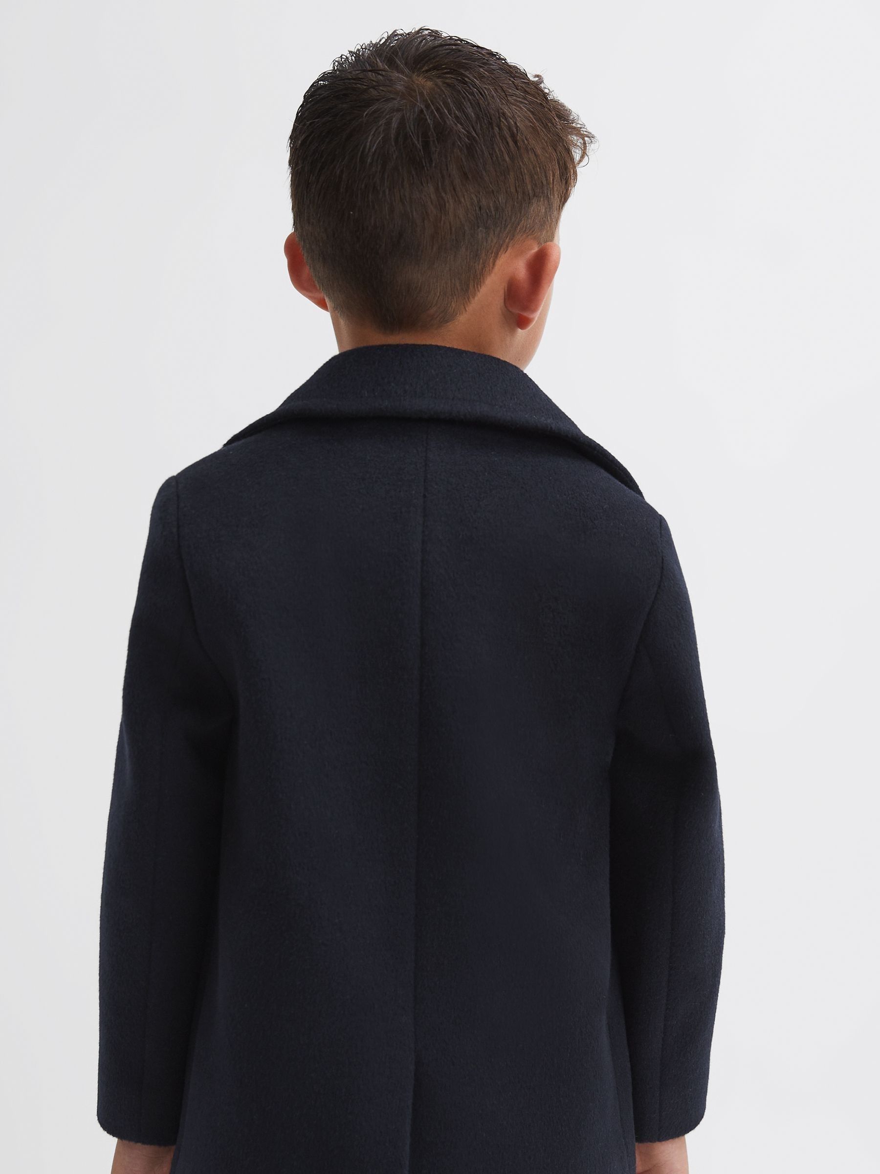 Reiss 9 14 yrs Wool Blend Double Breasted Peacoat in Navy REISS