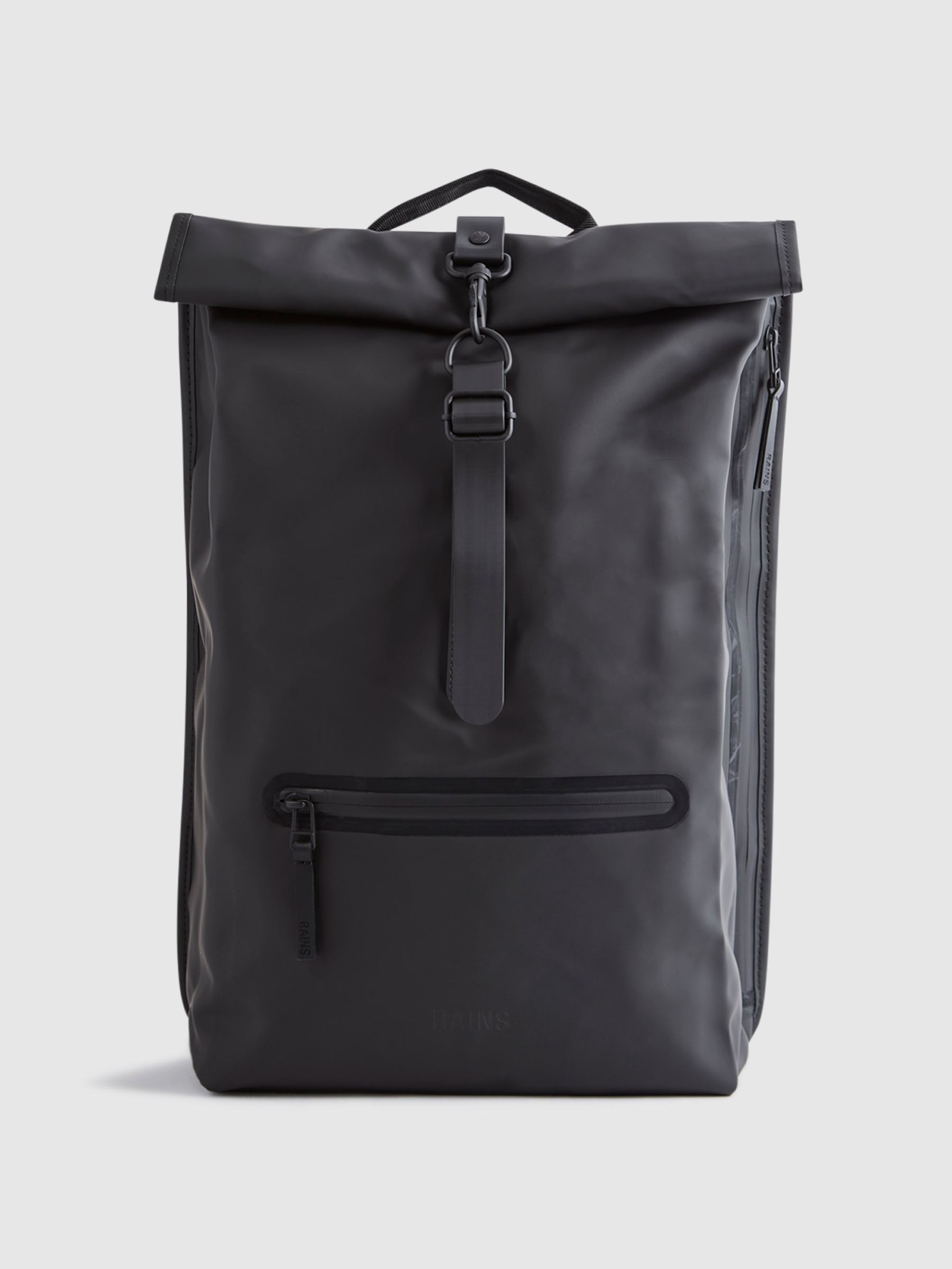 Reiss Rains Roll Top Rucksack in Black REISS