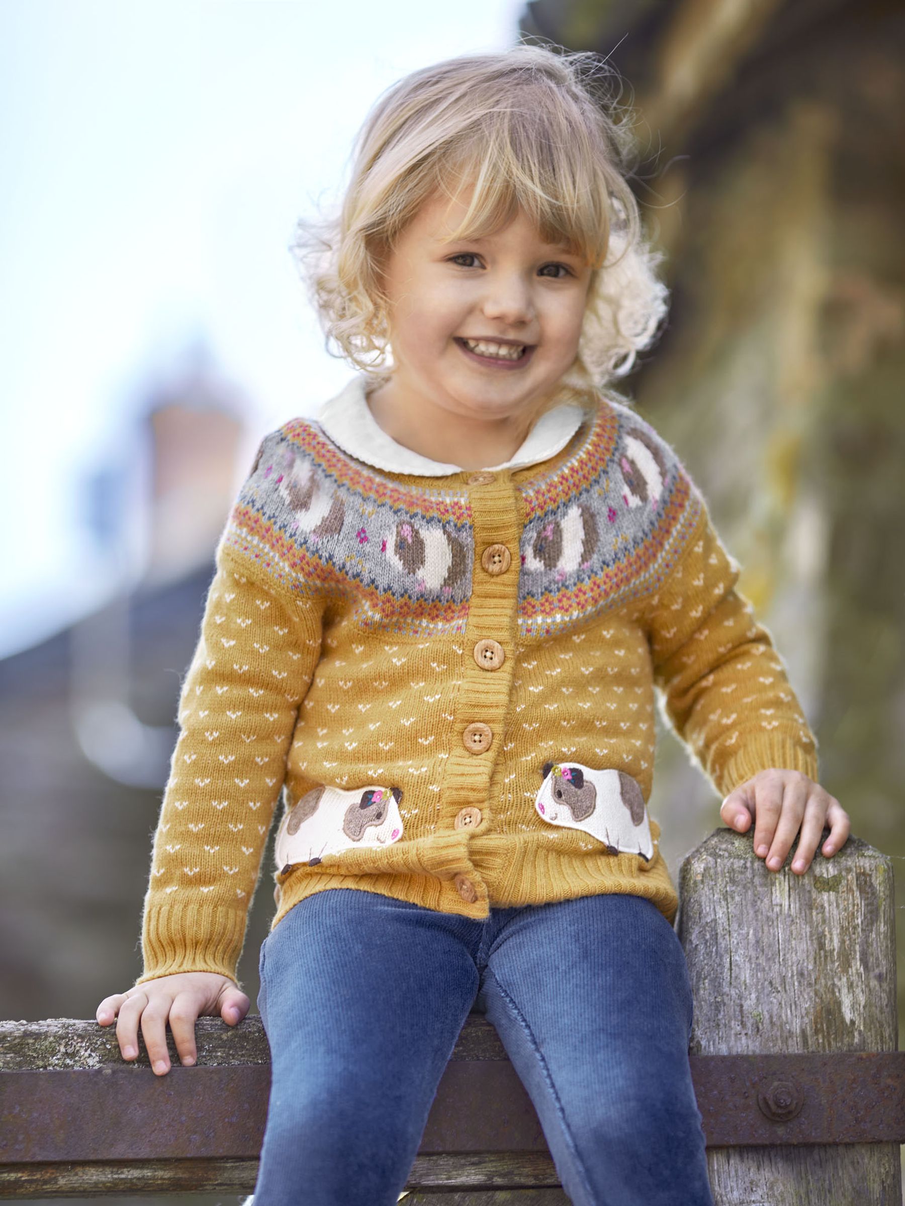 Buy JoJo Maman Bebe Mustard Yellow Guinea Pig Fairisle Pattern Cardigan from the JoJo Maman Bebe UK online shop
