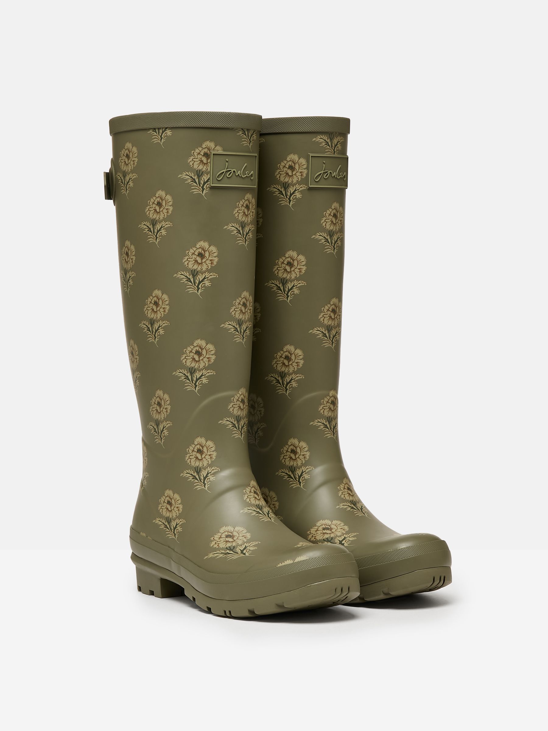Printed Green Floral Adjustable Tall Wellies Joules
