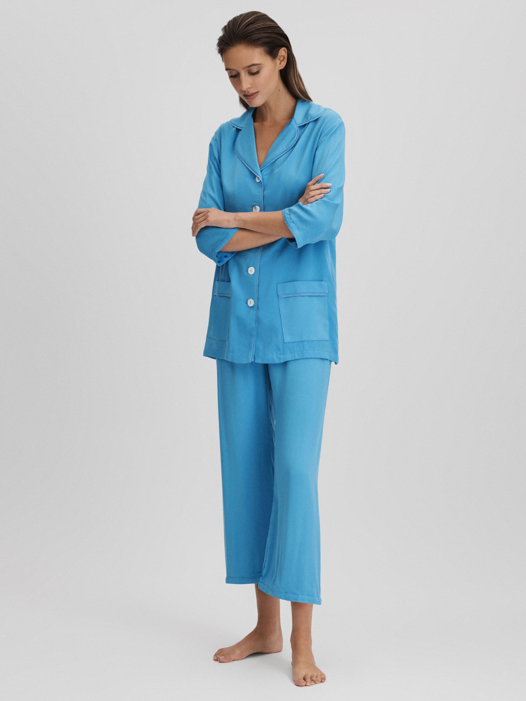 Reiss Sleeper Detachable Feather Pyjama Set in Blue REISS