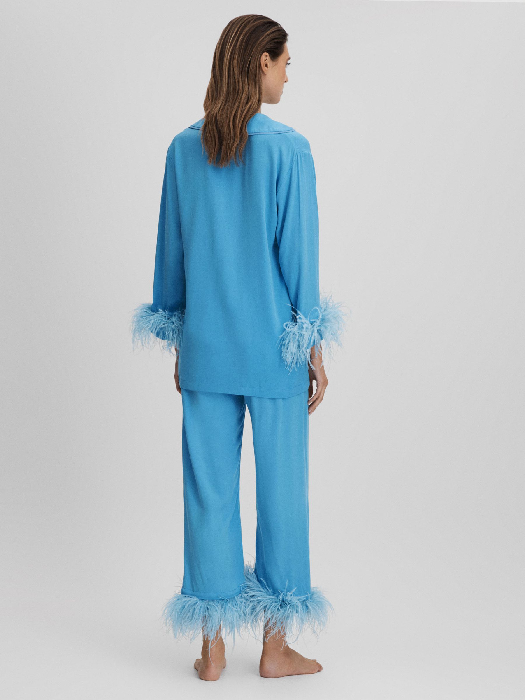 Reiss Sleeper Detachable Feather Pyjama Set in Blue REISS