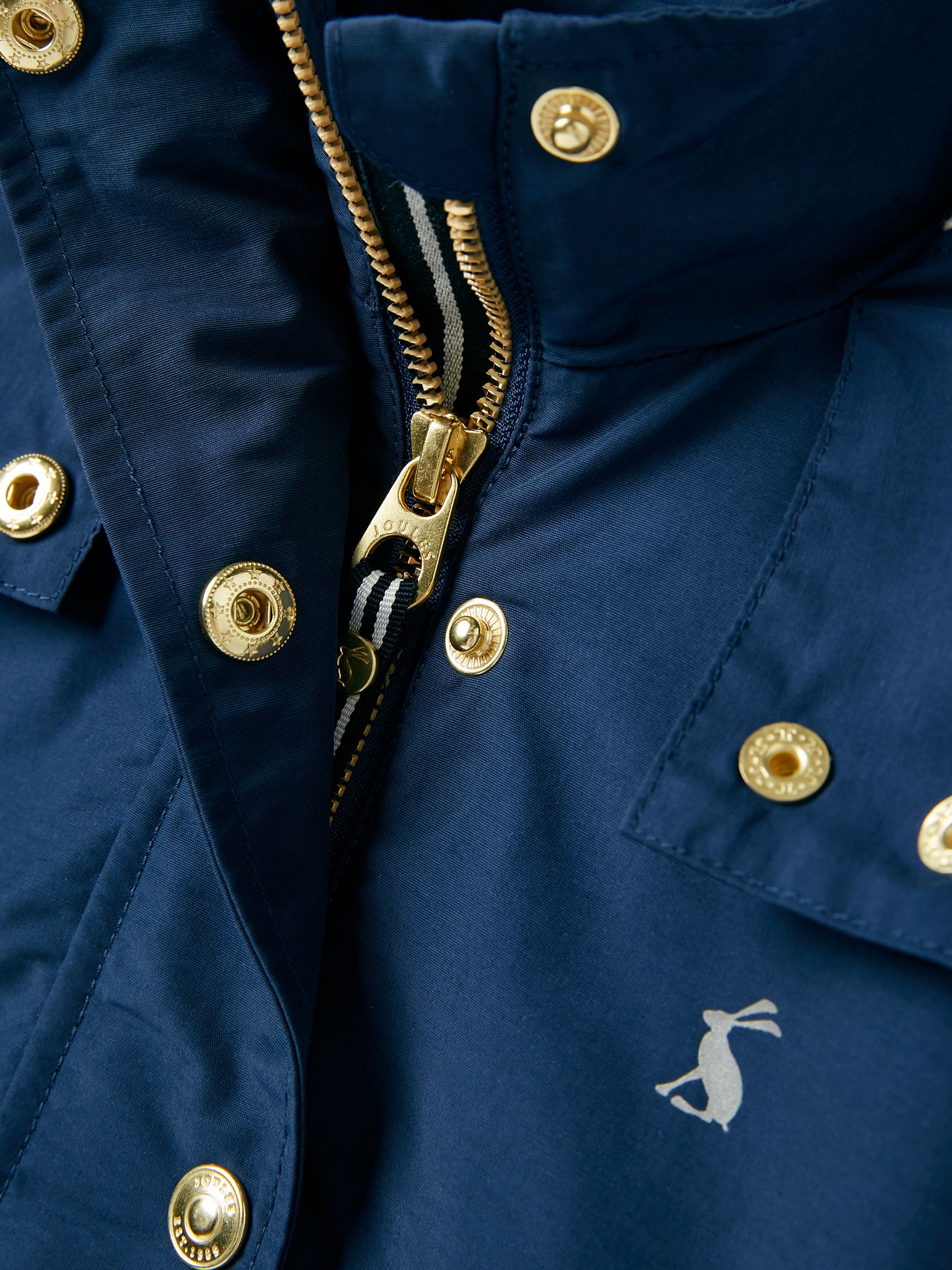 Girls Meadow Navy Blue Lightweight Waterproof Raincoat With Hood Joules