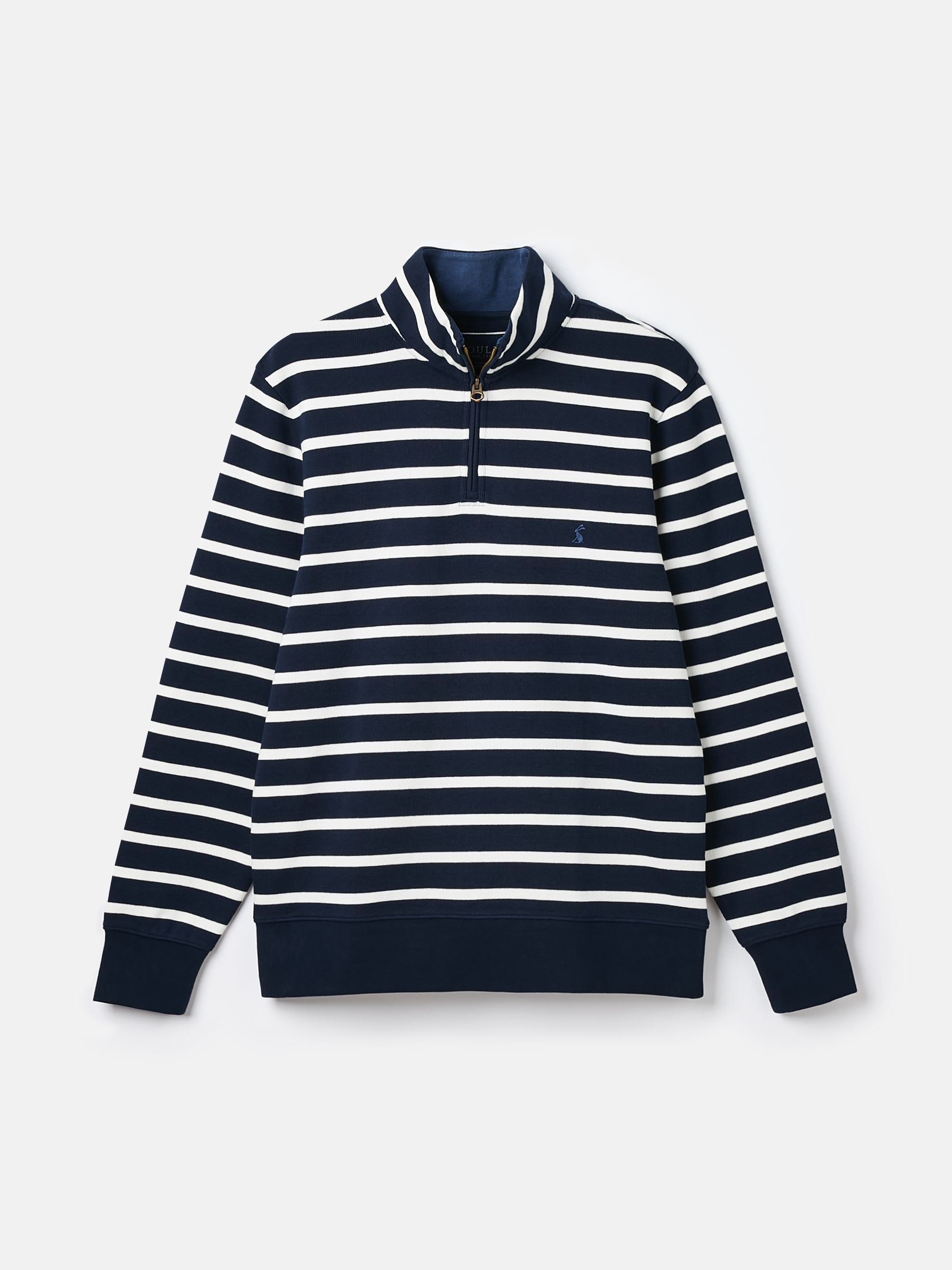 Buy Joules Alistair Navy White Quarter Zip Cotton Sweatshirt from the Joules online shop