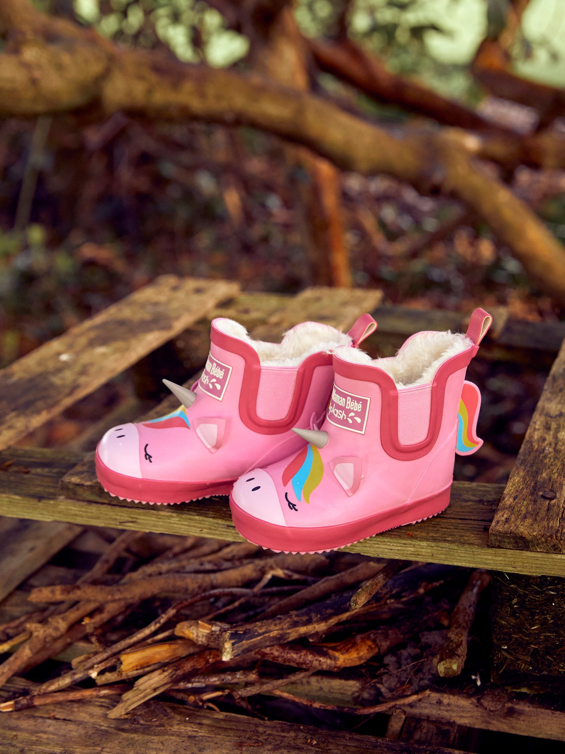 Pink Cosy Lined Unicorn Ankle Wellies JoJo Maman Bebe USA