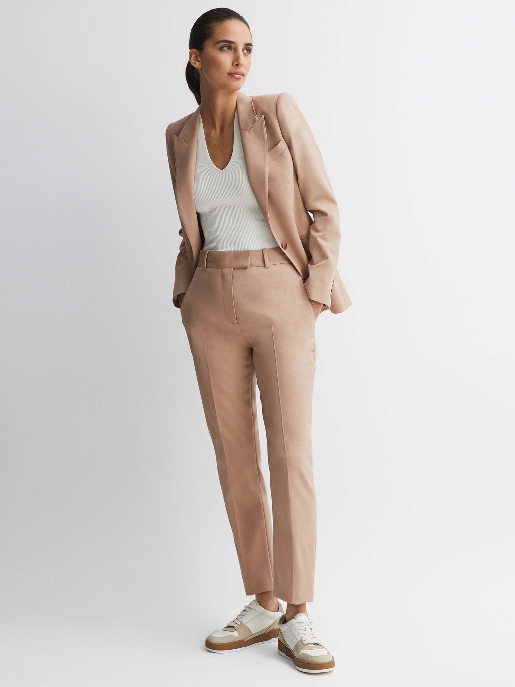 Reiss Slim Fit Wool Blend Suit Trousers in Camel REISS