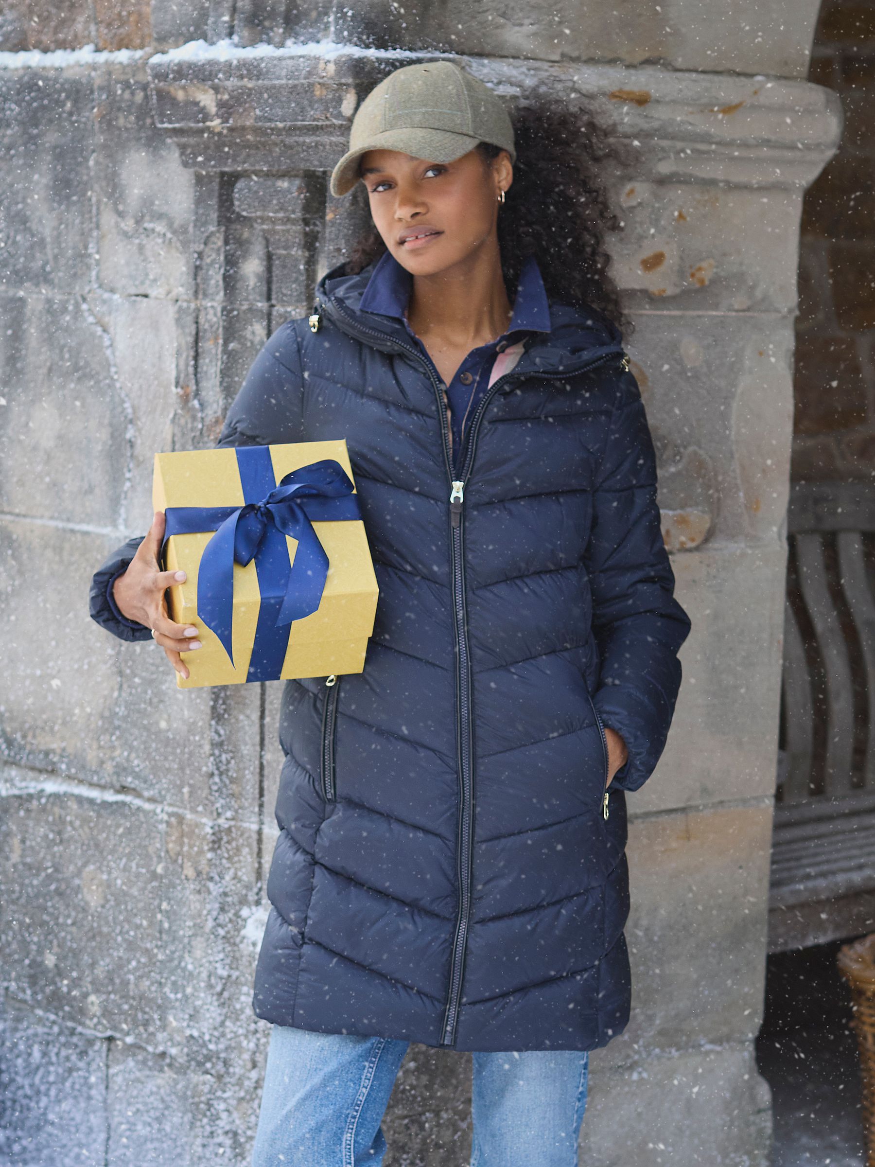 Buy Joules Moorsdale Navy Mid Length Showerproof Padded Coat from the Joules online shop