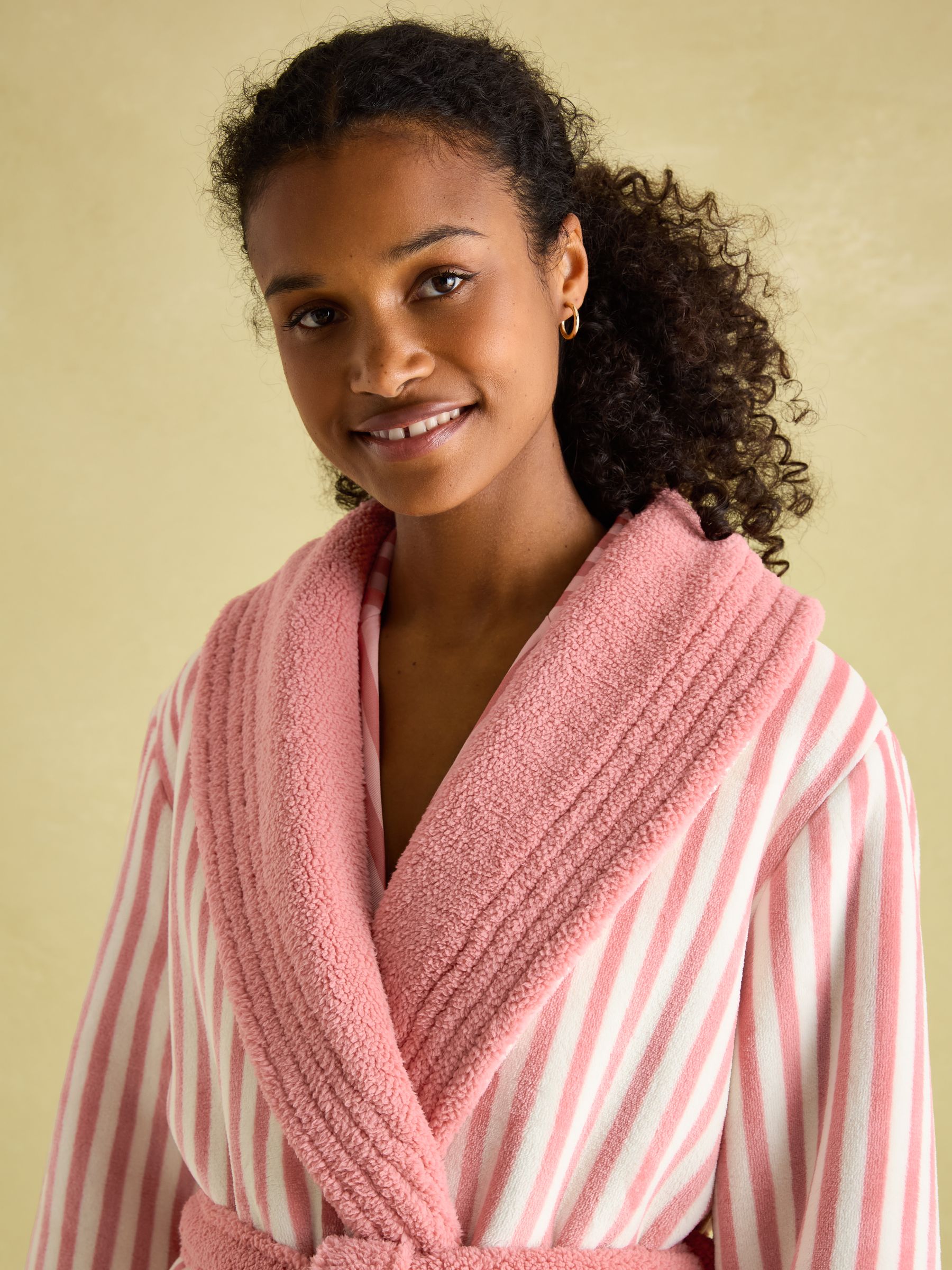 Matilda Pink White Fleece Lined Dressing Gown