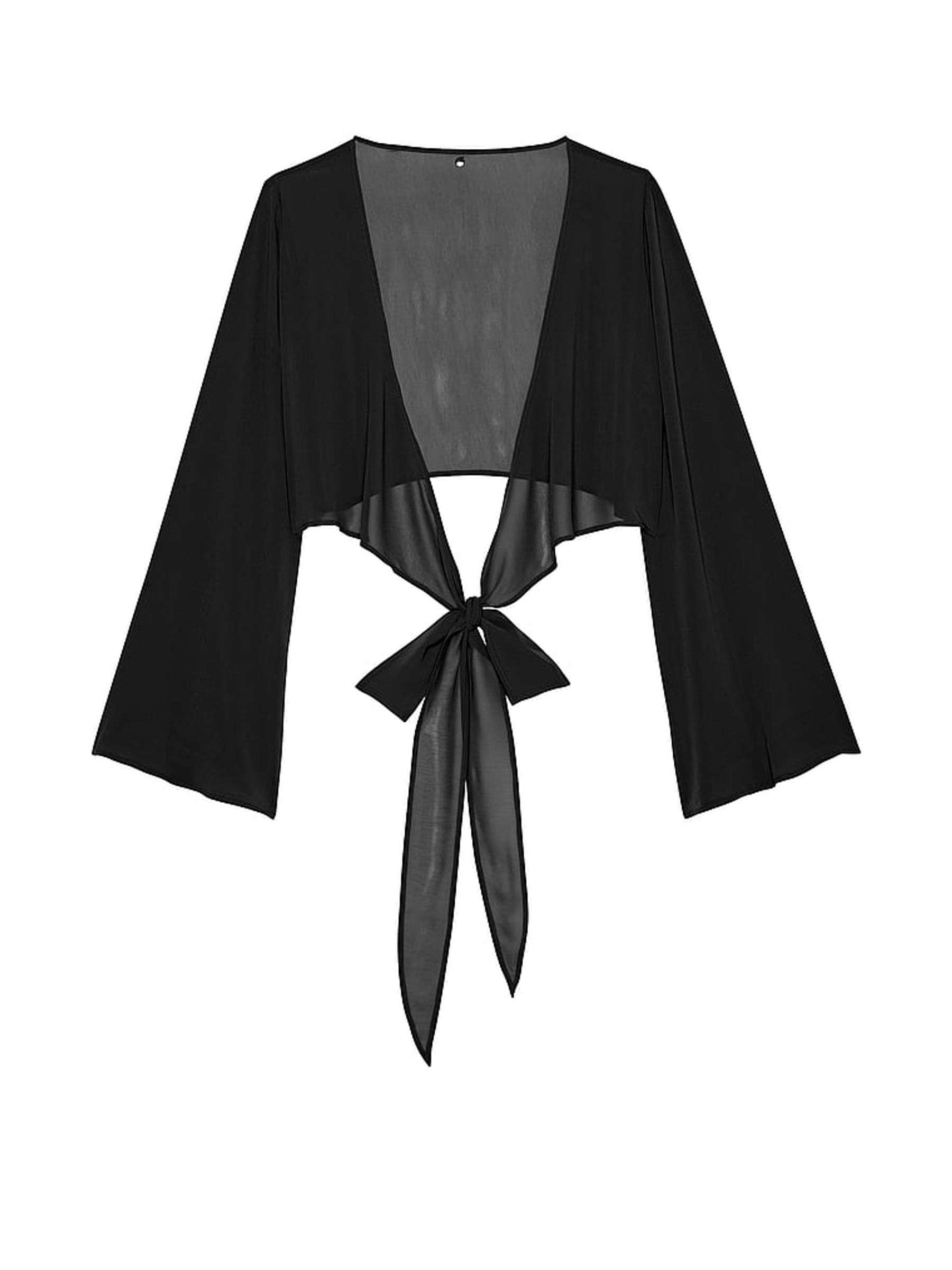 Black sheer wrap top hot sale