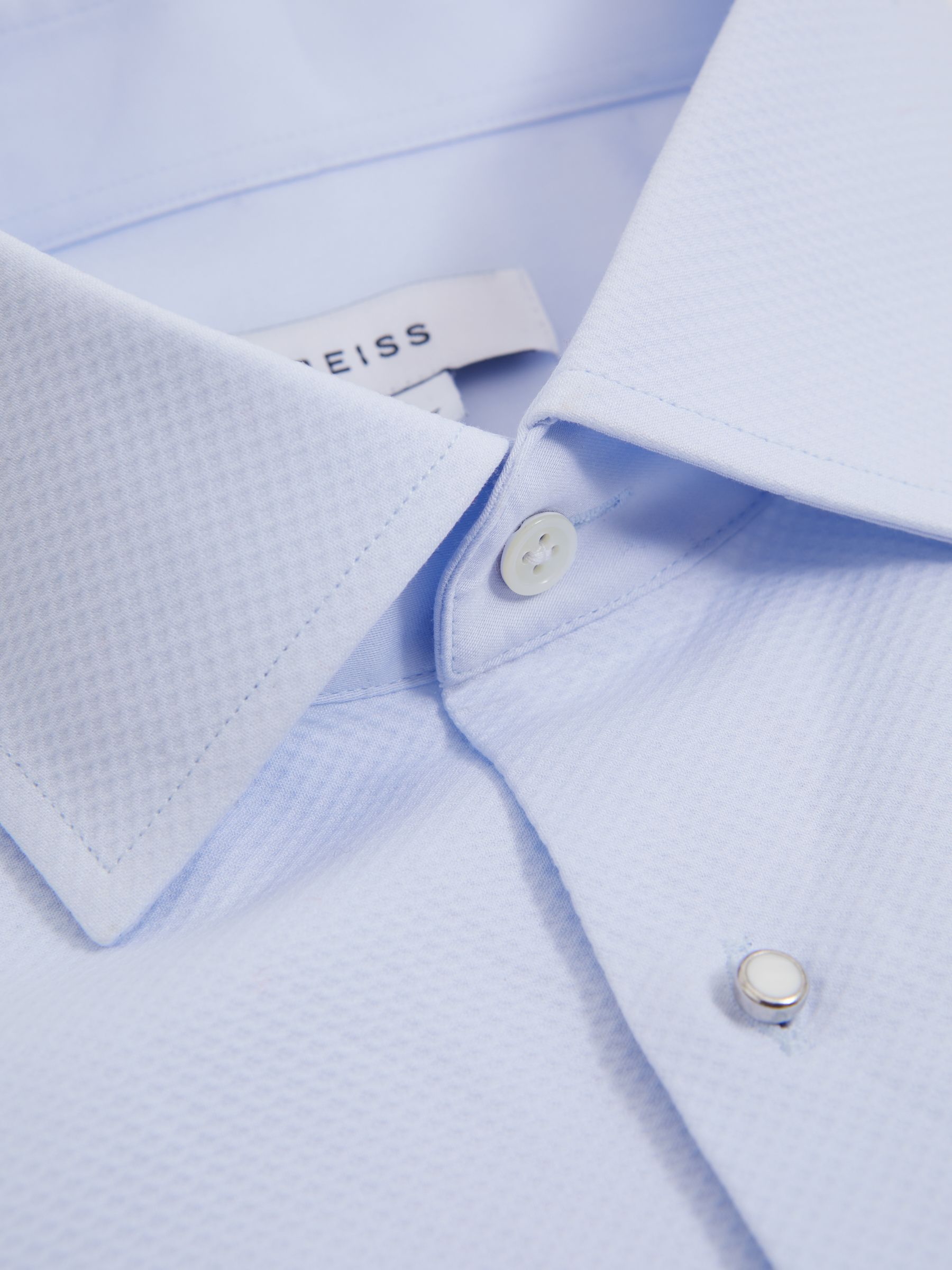 Reiss Slim Fit Cotton Marcella Tuxedo Shirt in Soft Blue REISS