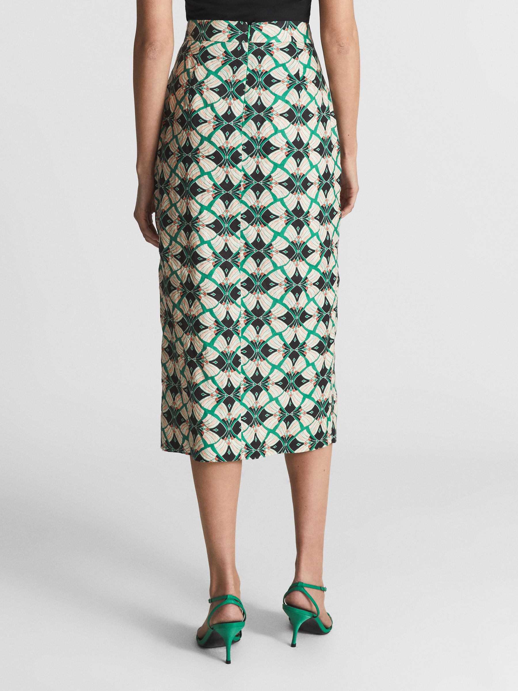 Printed green pencil skirt outlet