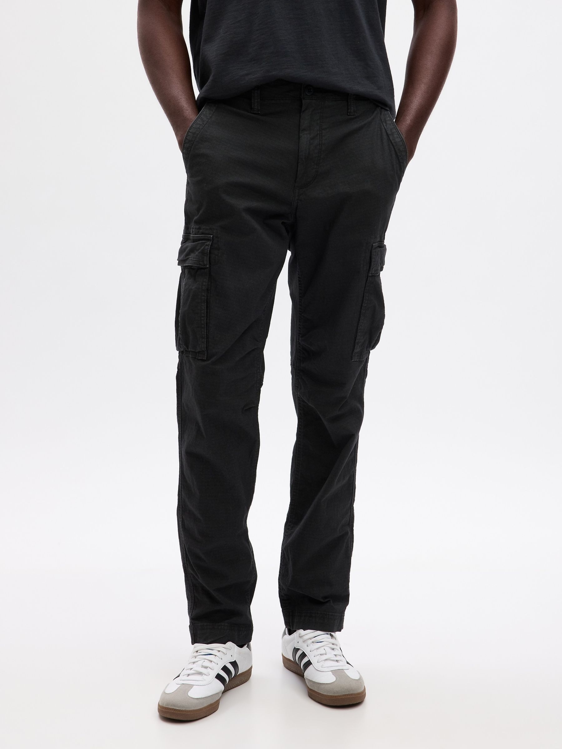 Slim fit black cargo trousers cheap