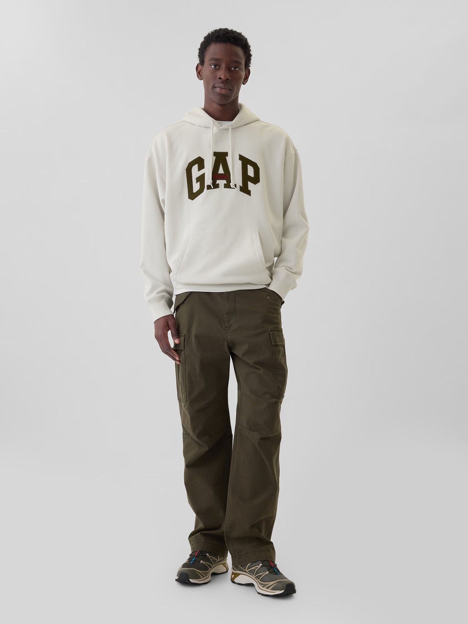 Buy White Heavyweight Heritage Logo Hoodie from the Gap online shop