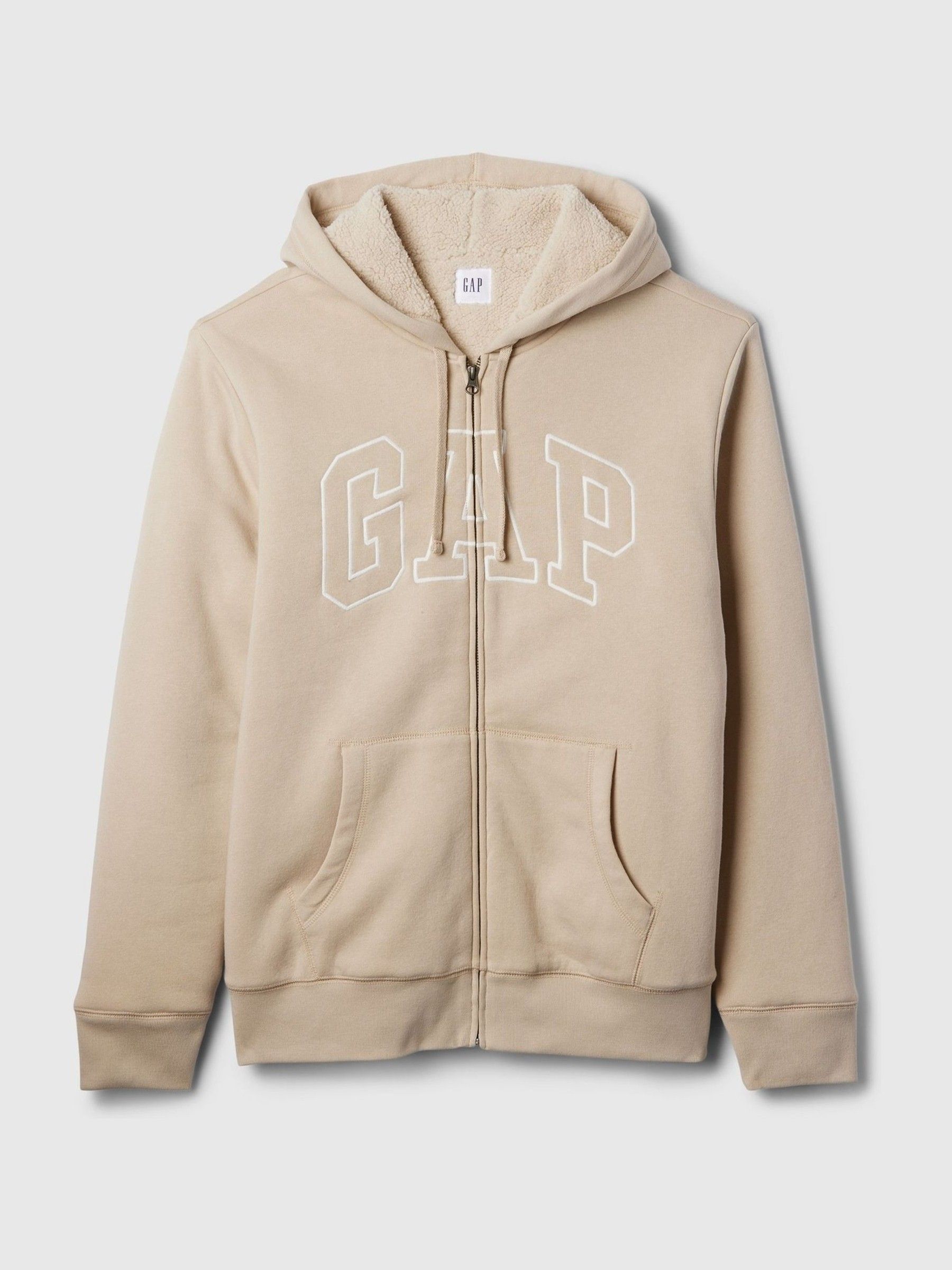 Mens beige zip up hoodie clearance