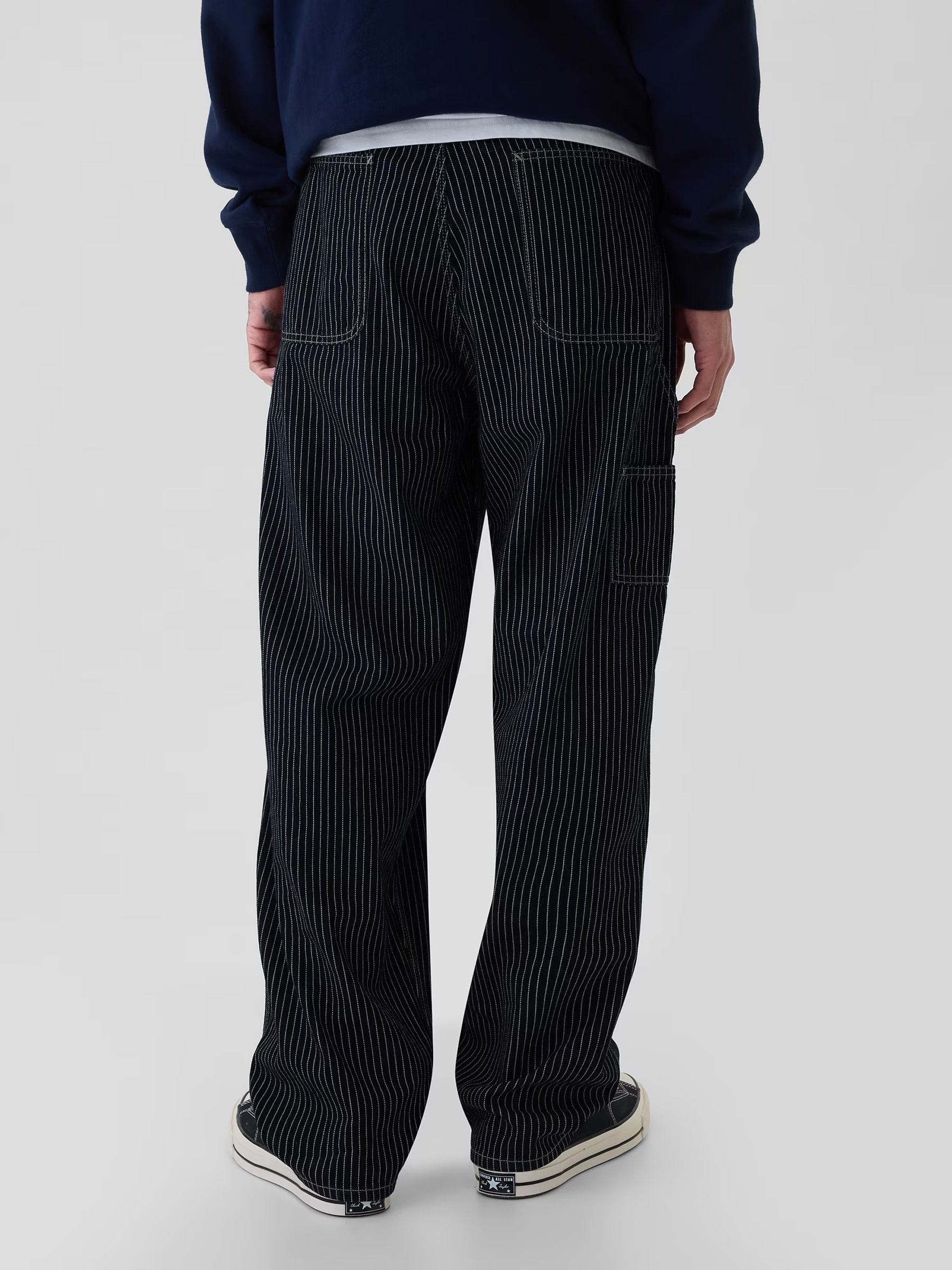 Black Stripe Railroad Utility Baggy Jeans