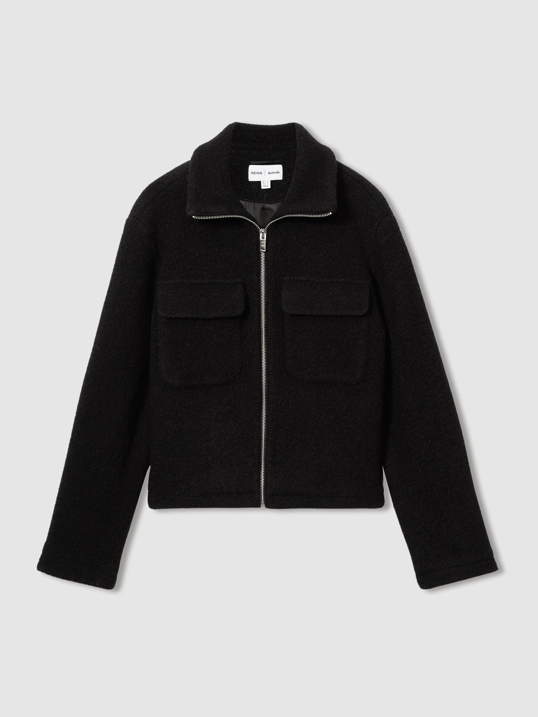 Reiss Reiss Les 100 Ciels Textured Wool Jacket in Black REISS
