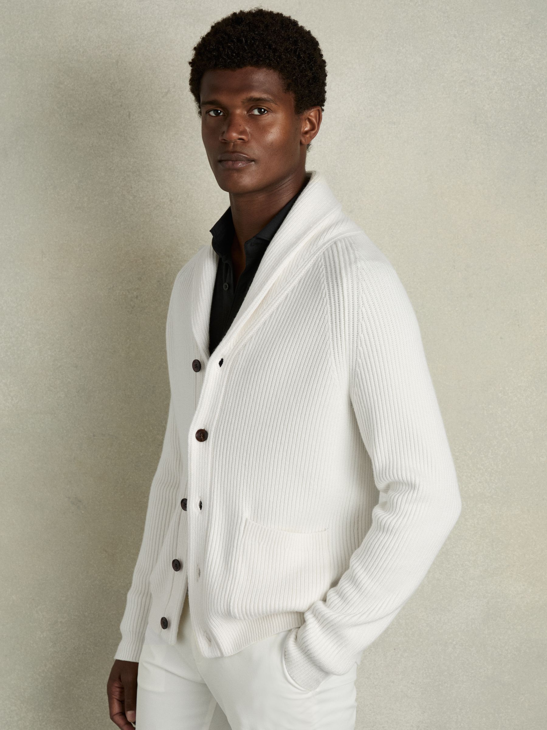 Ribbed white cardigan 2025
