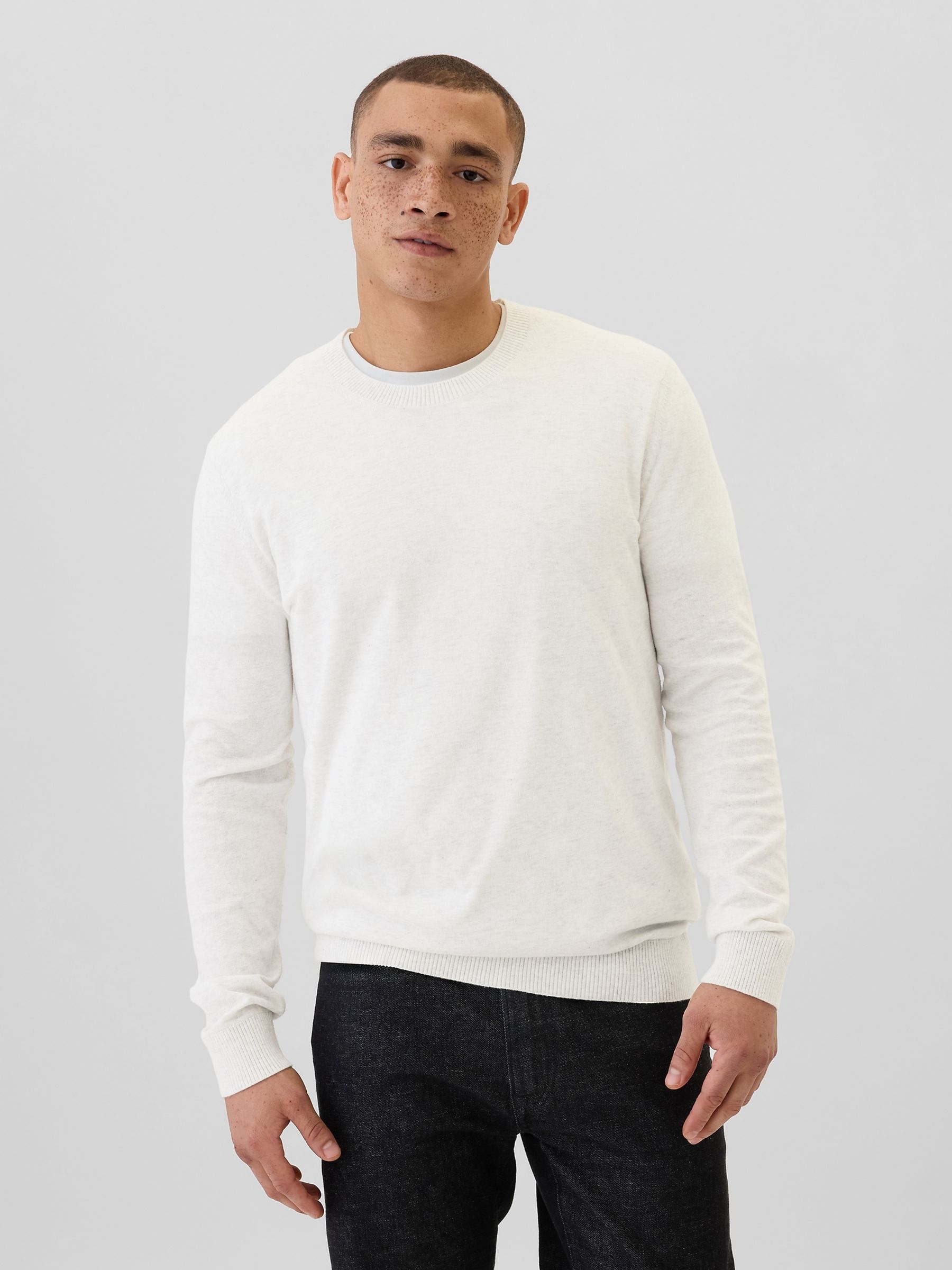Buy Cream Cotton Knit Crew Neck Jumper from the Gap online shop