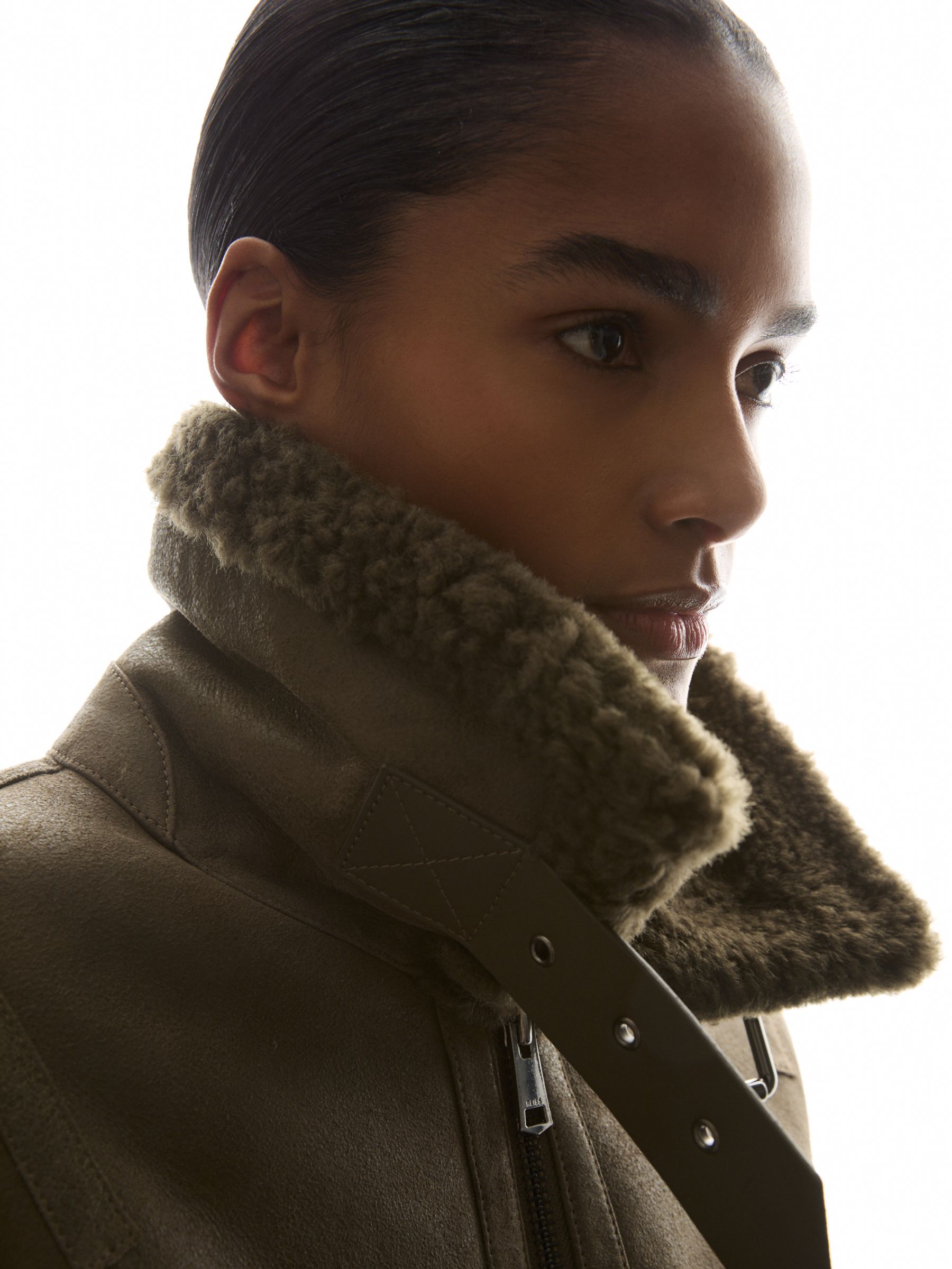 Khaki aviator coat top