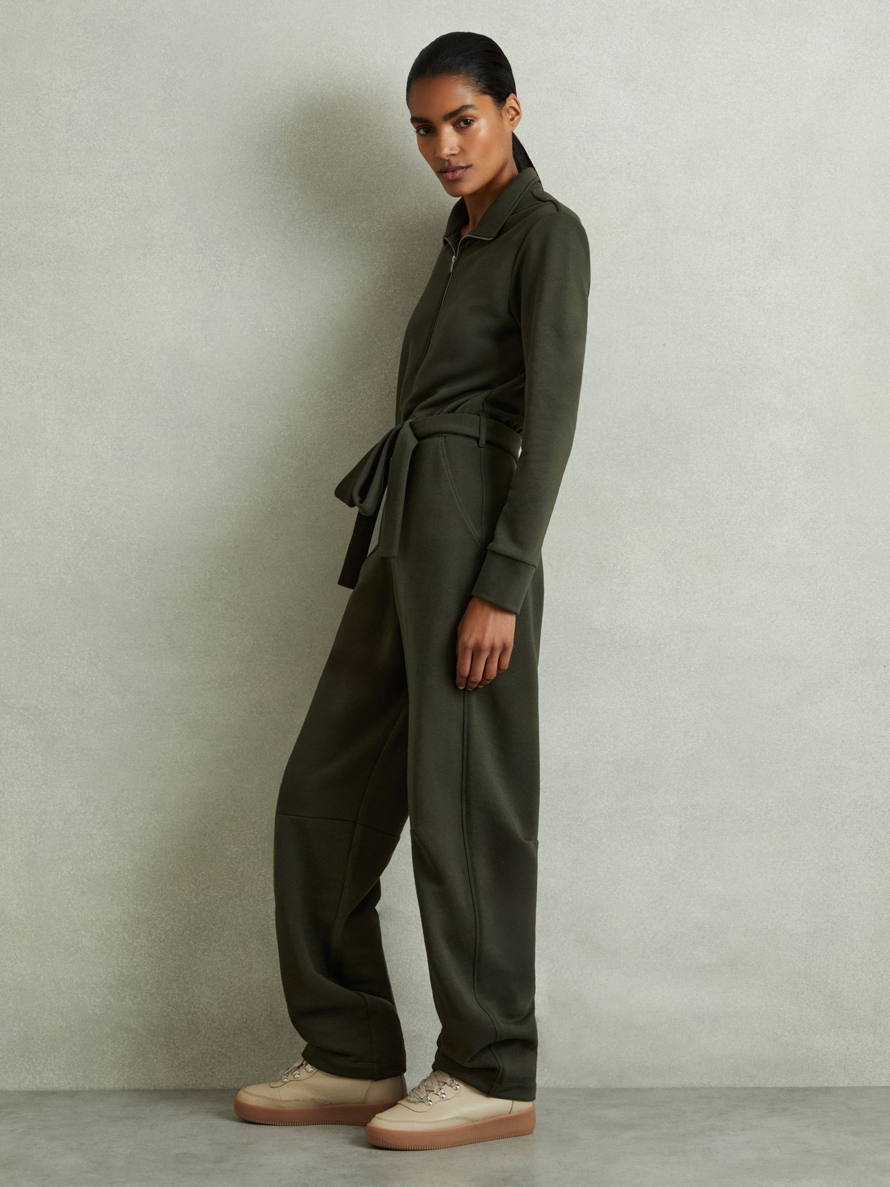 Khaki jersey jumpsuit discount