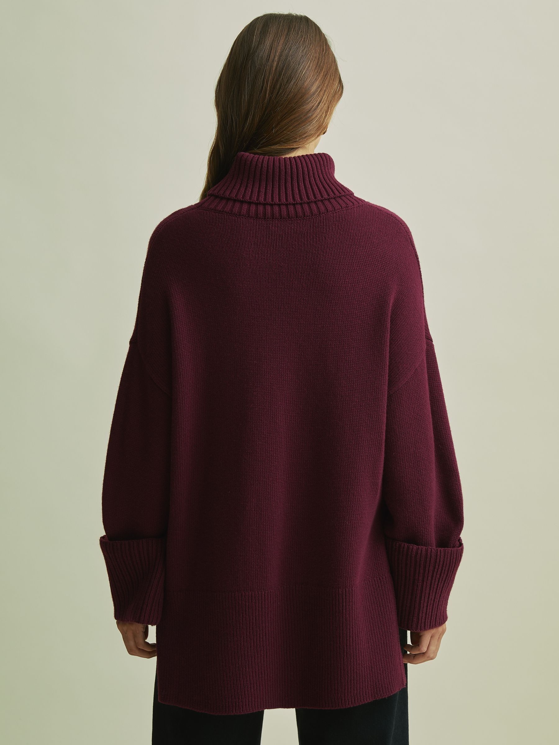 Reiss Florere Roll Neck Jumper in Burgundy REISS
