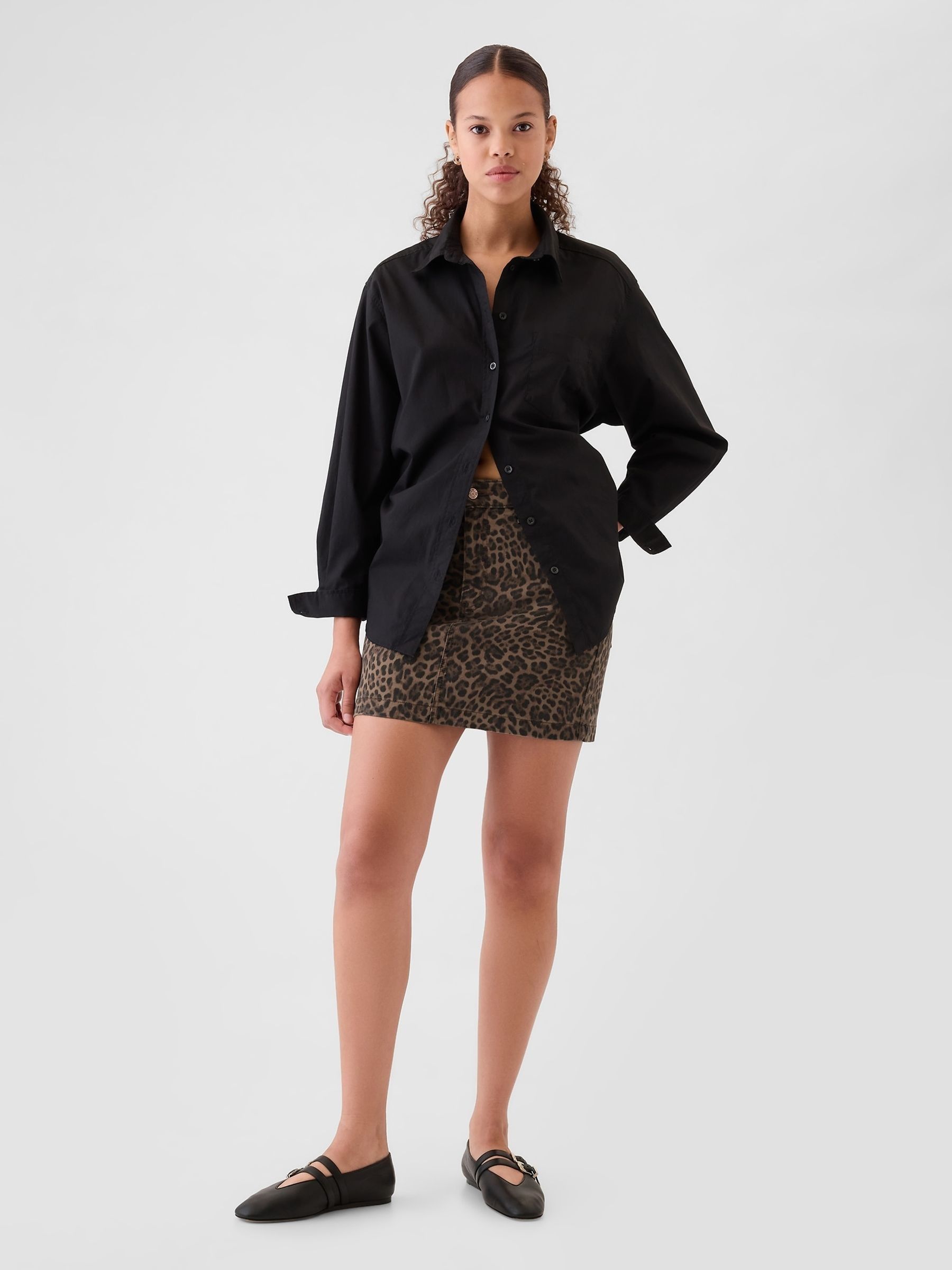 Buy Brown Leopard Print Denim Mini Skirt from the Gap online shop