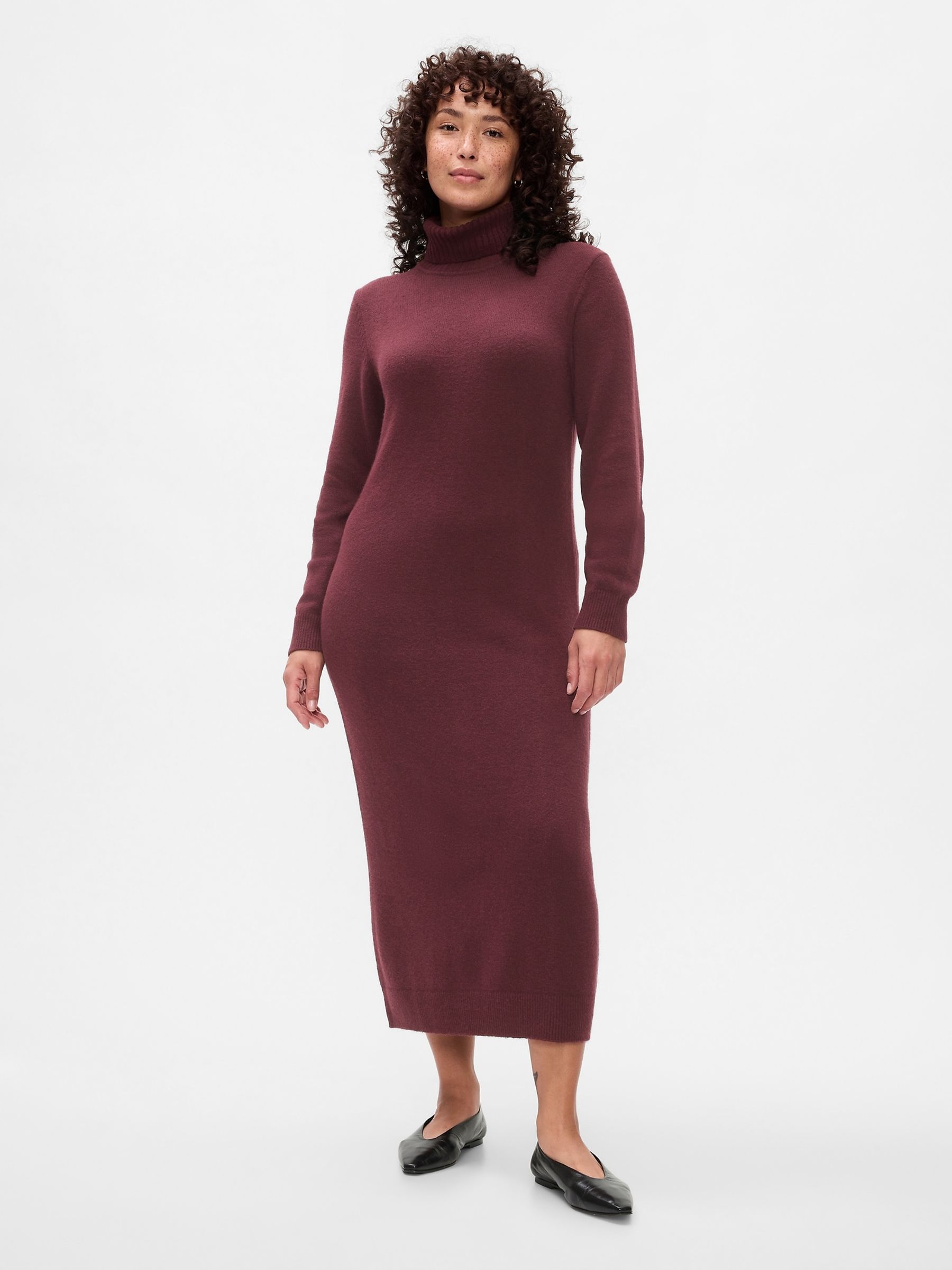 Burgundy turtleneck sweater dress shop