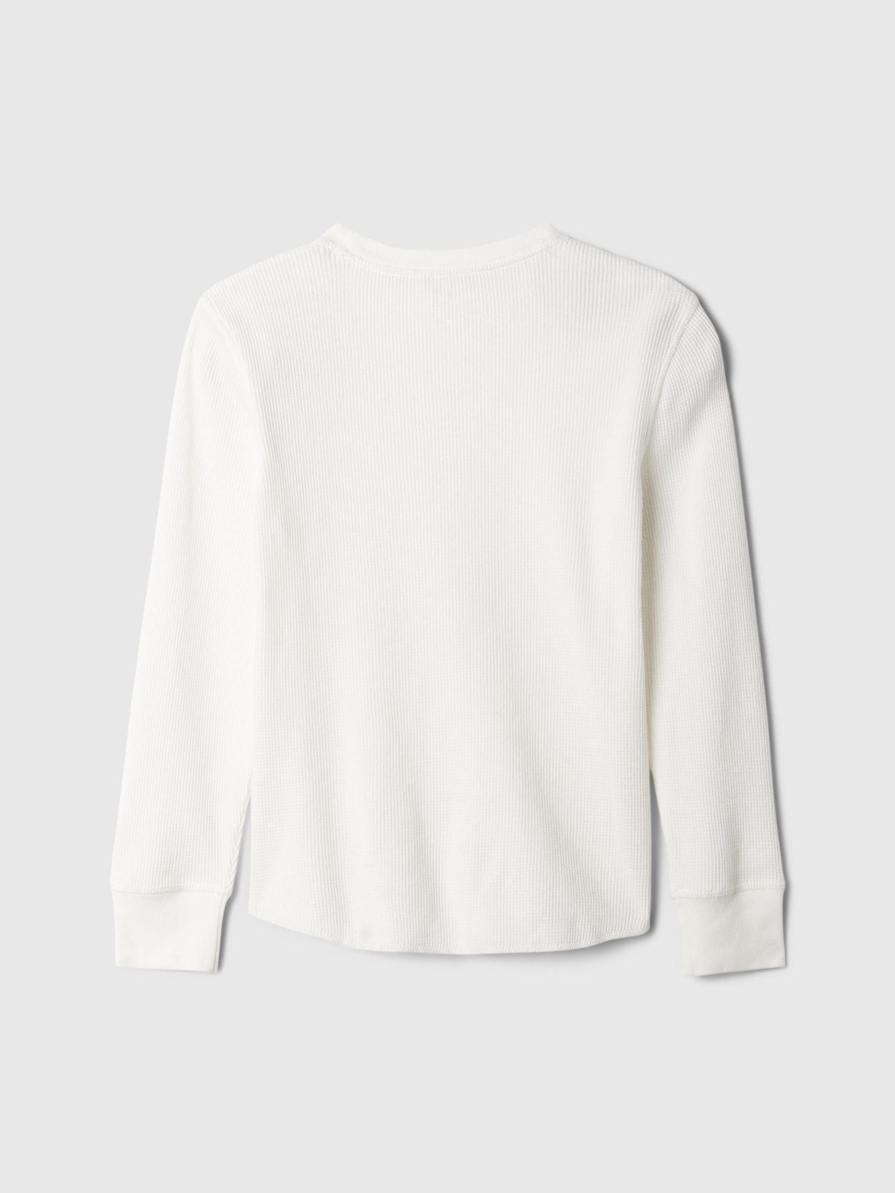 White Waffle Knit Long Sleeve Crew Neck T-Shirt (4-13yrs)