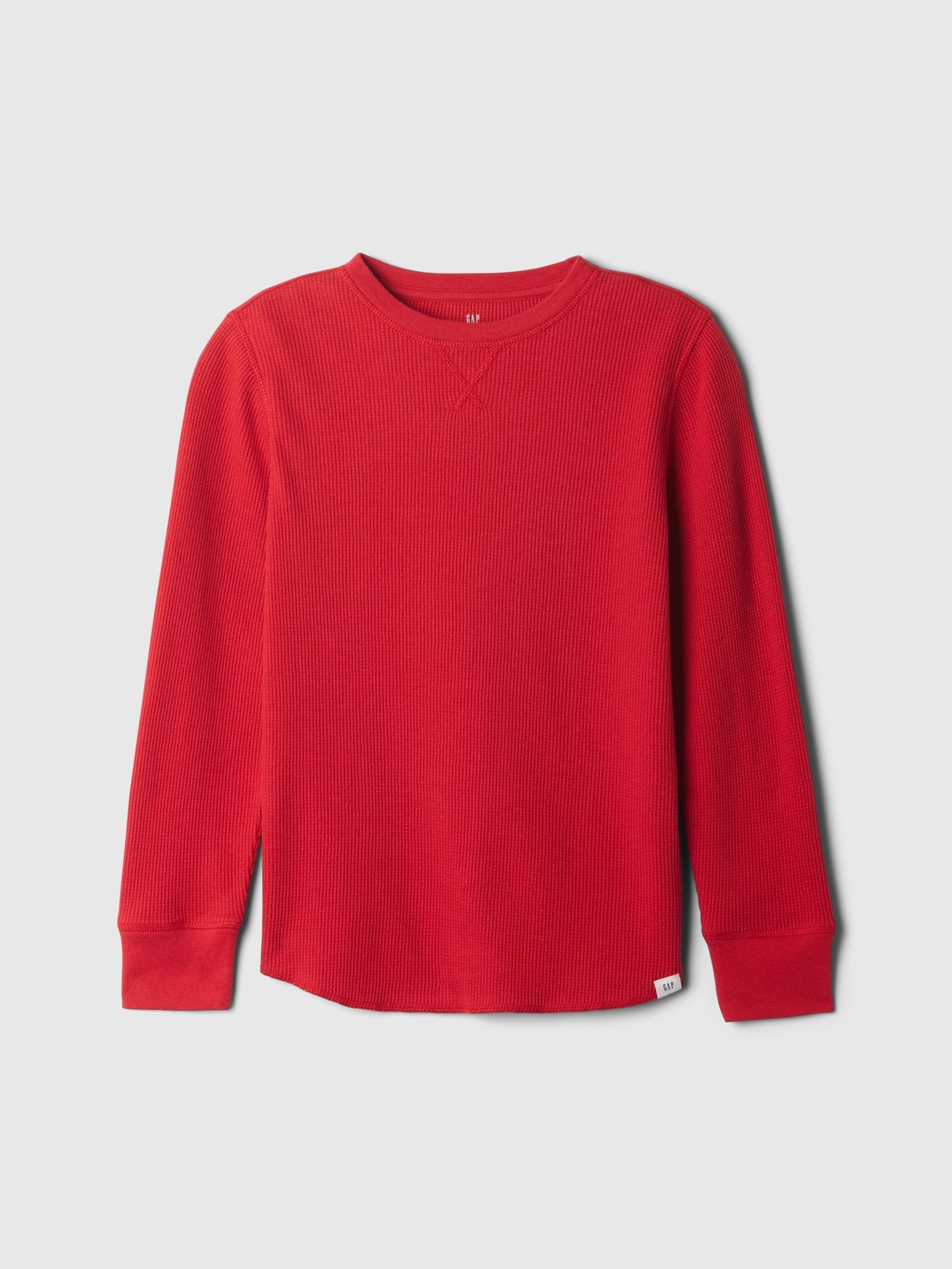 Red waffle knit sweater sale