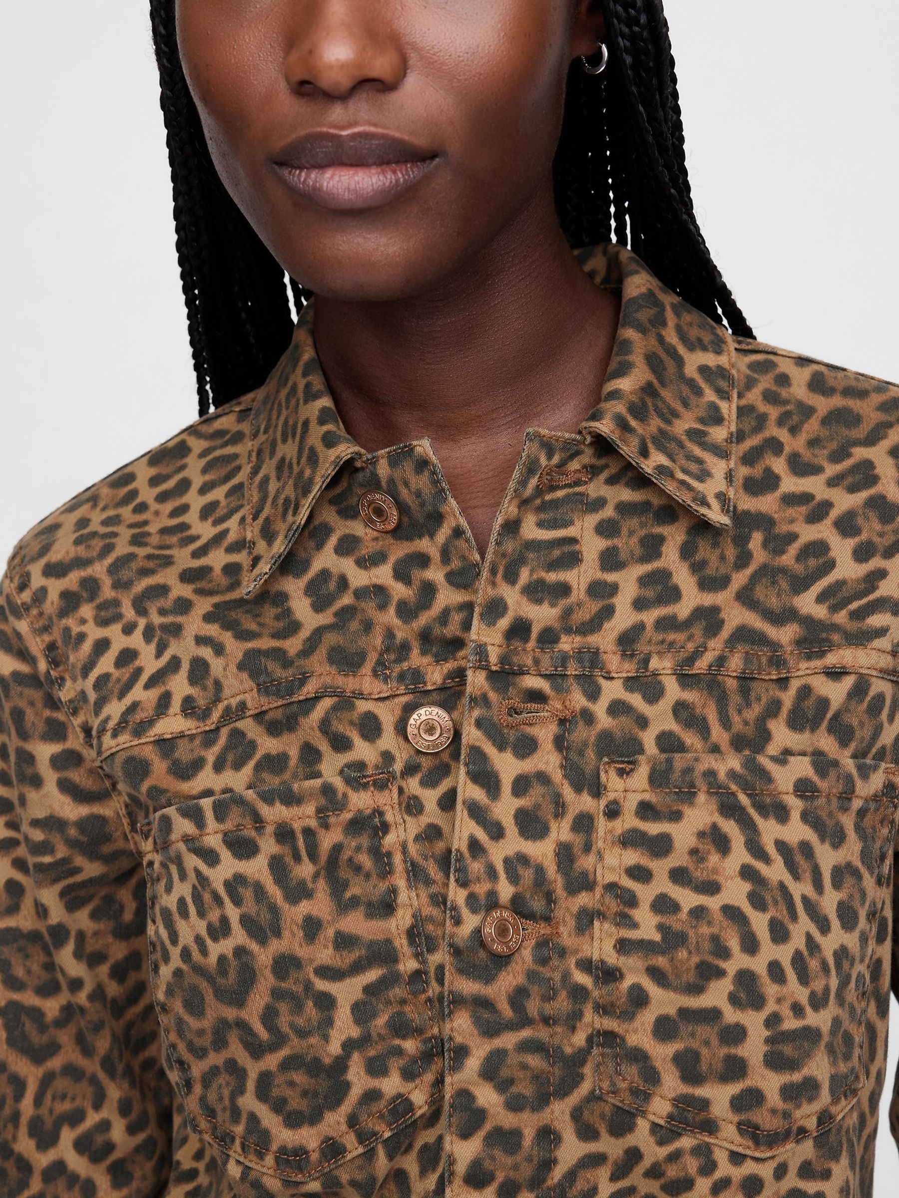 Buy Brown Leopard Denim Mini Dress from the Gap online shop