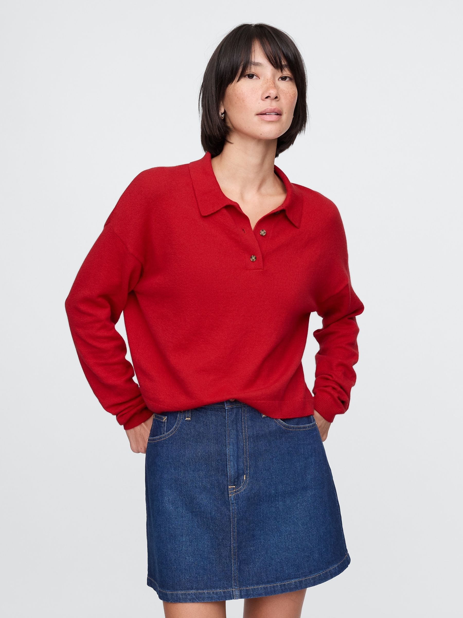 Red polo sweater sales