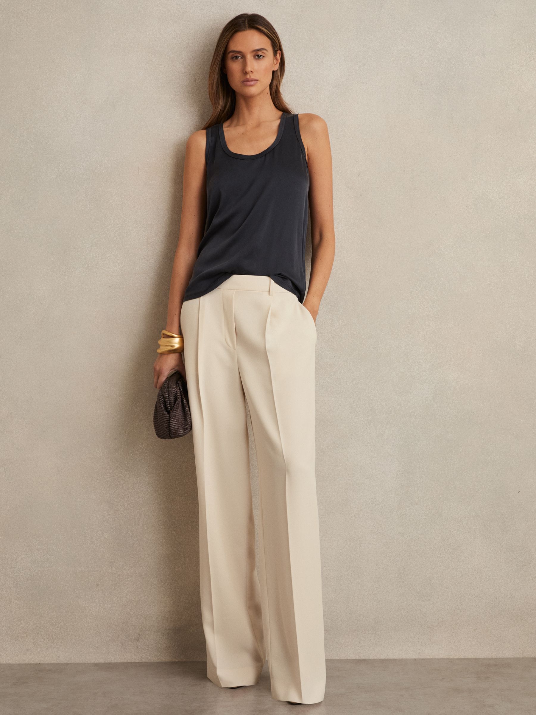 Wide leg twill trousers top