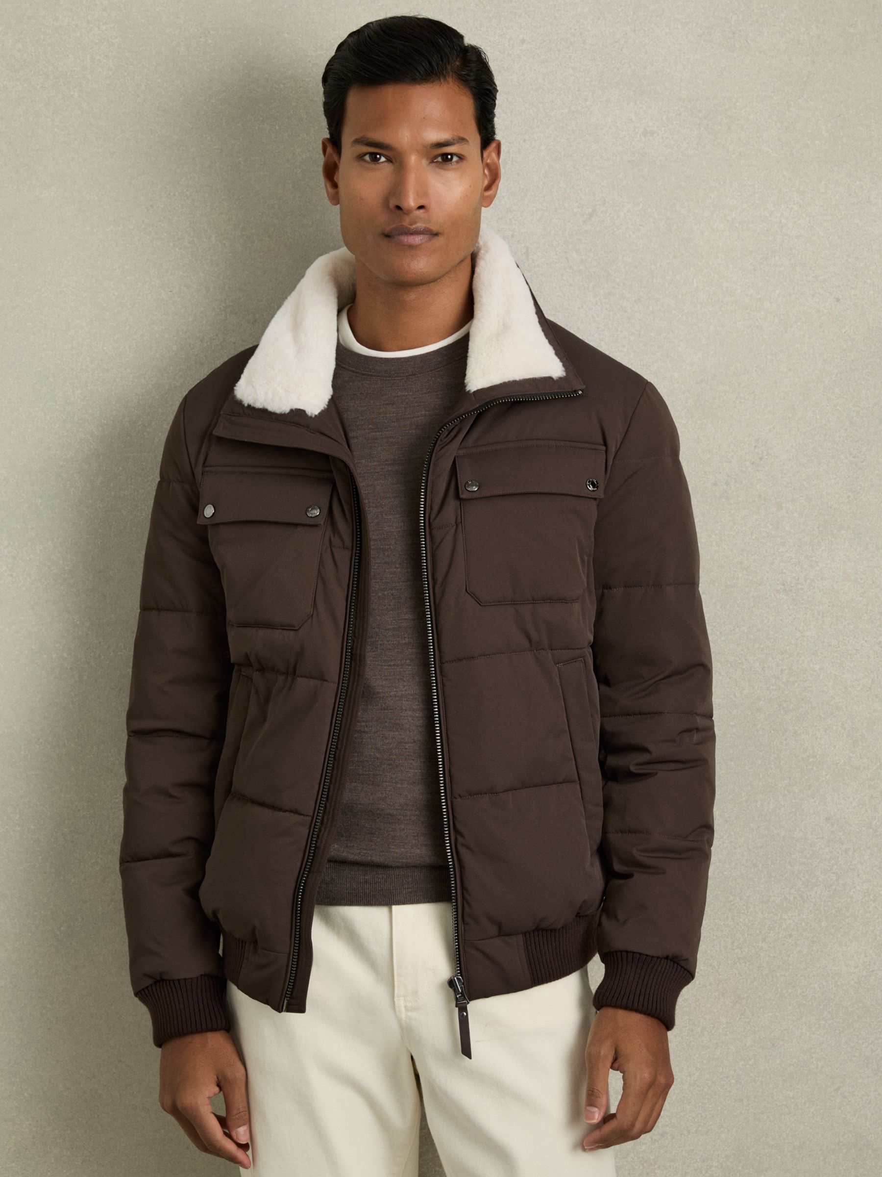 Puffer faux fur jacket sales