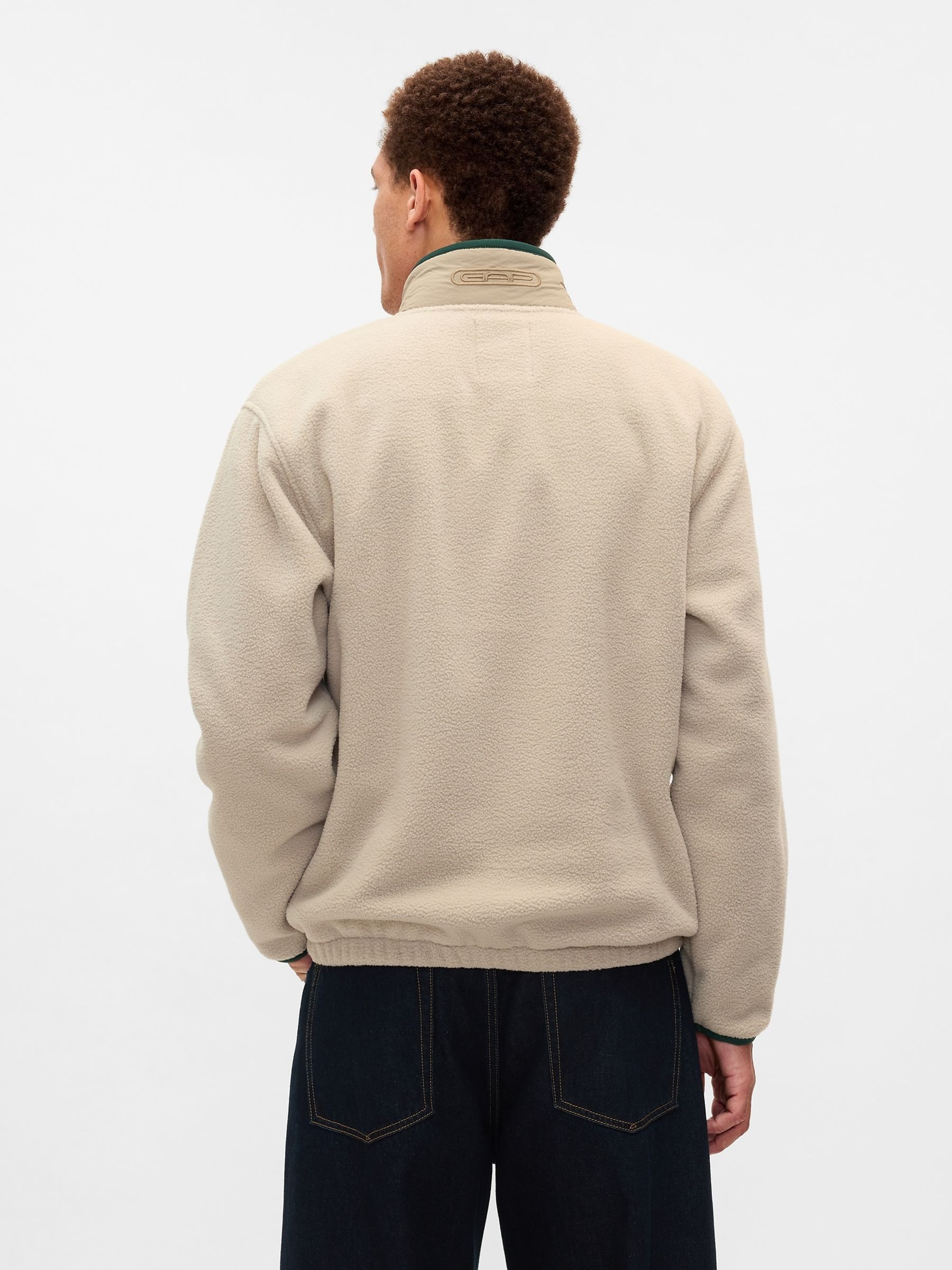 Buy Beige Sherpa Quarter Zip Pullover Fleece from the Gap online shop