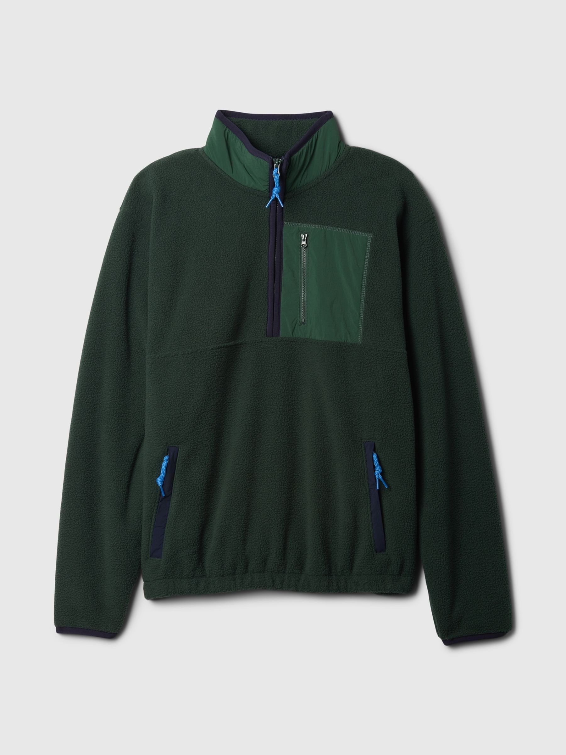 Green Sherpa Quarter Zip Pullover Fleece