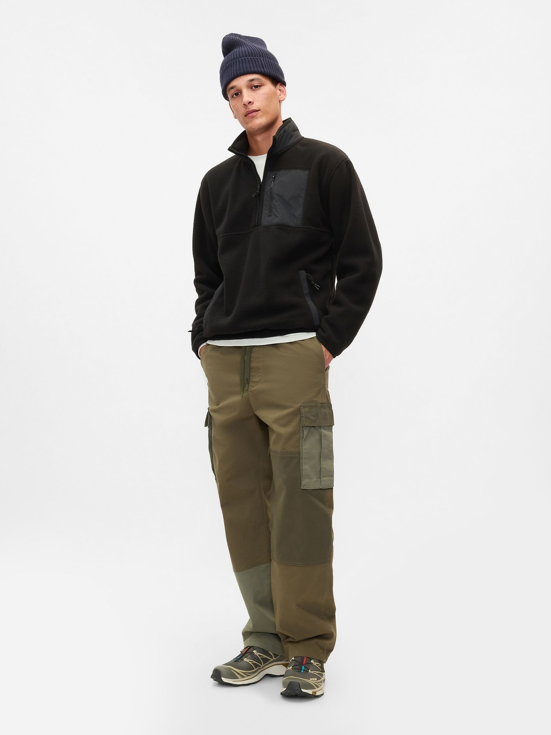 Mens black sherpa pullover cheap