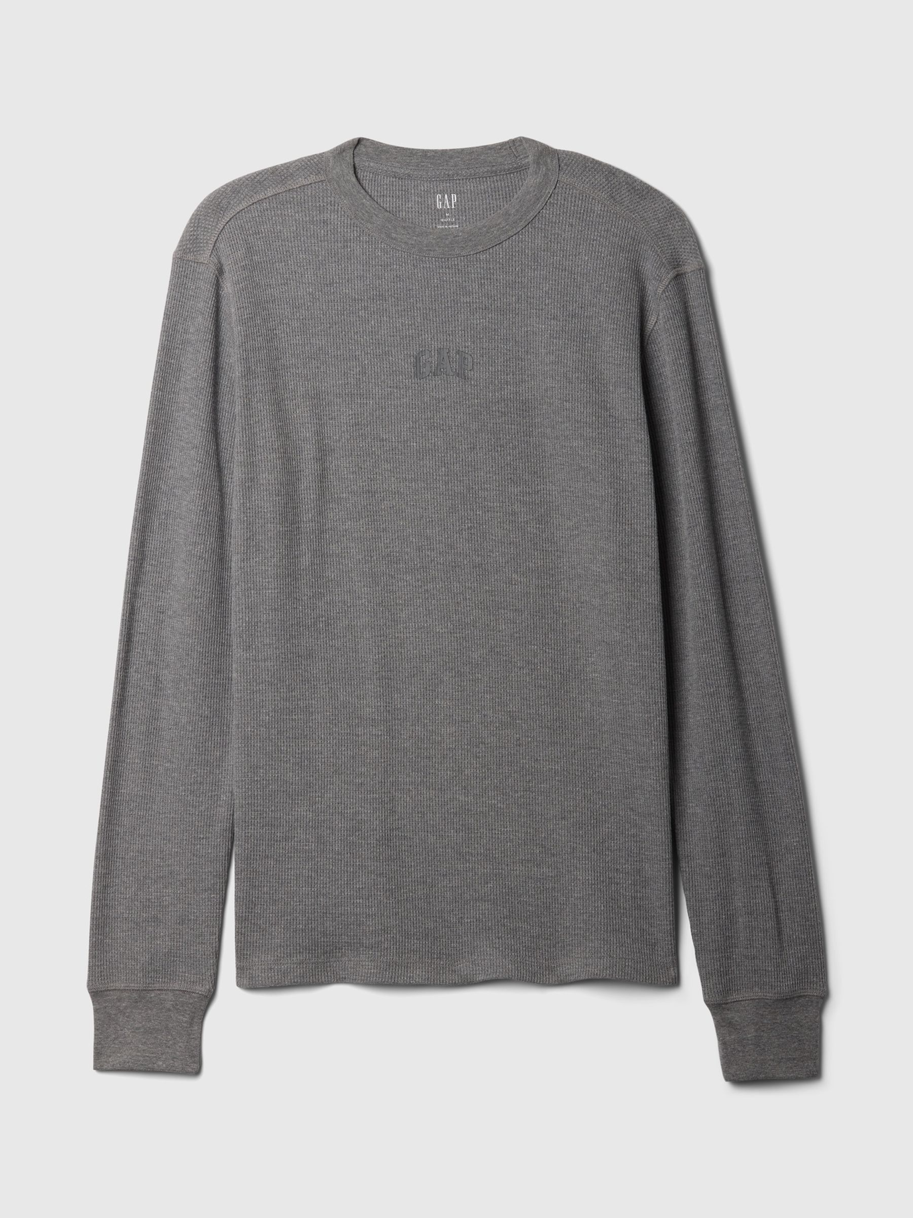 Grey Long Sleeve Logo Waffle Knit T-Shirt | Gap