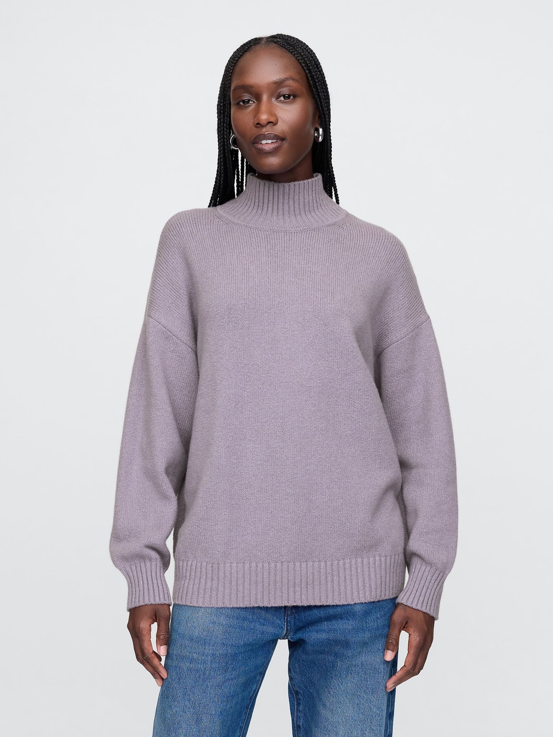 Buy Purple CashSoft Mock Neck Ribbed Knit Jumper from the Gap online shop