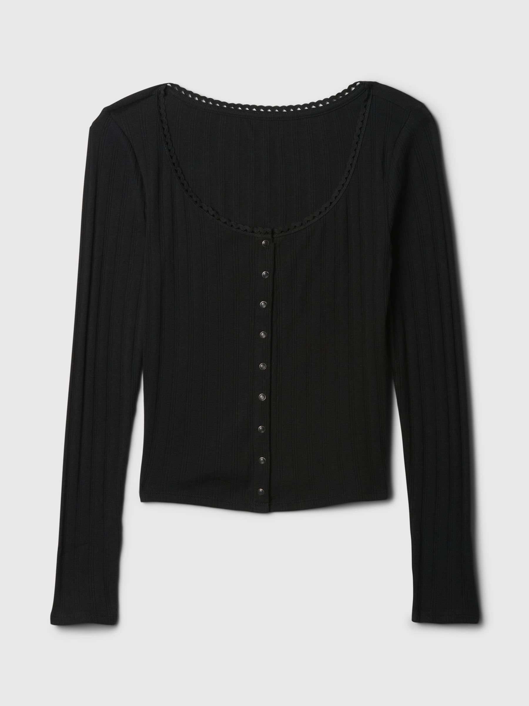 Pointelle cardigan black best sale