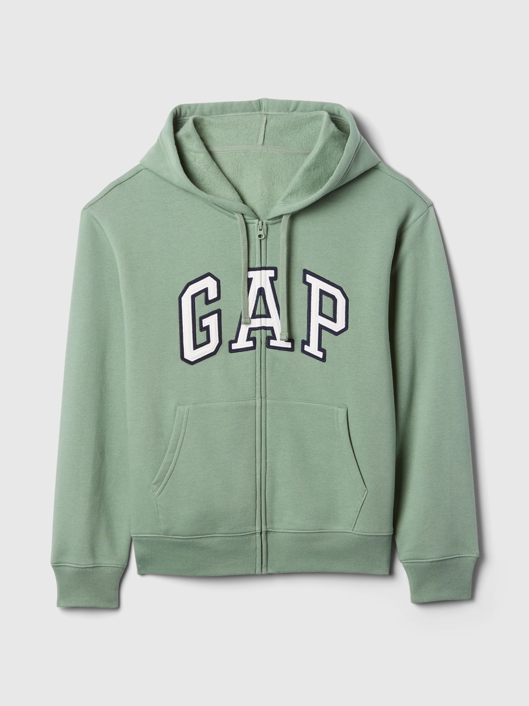 Green Logo Zip Through Hoodie