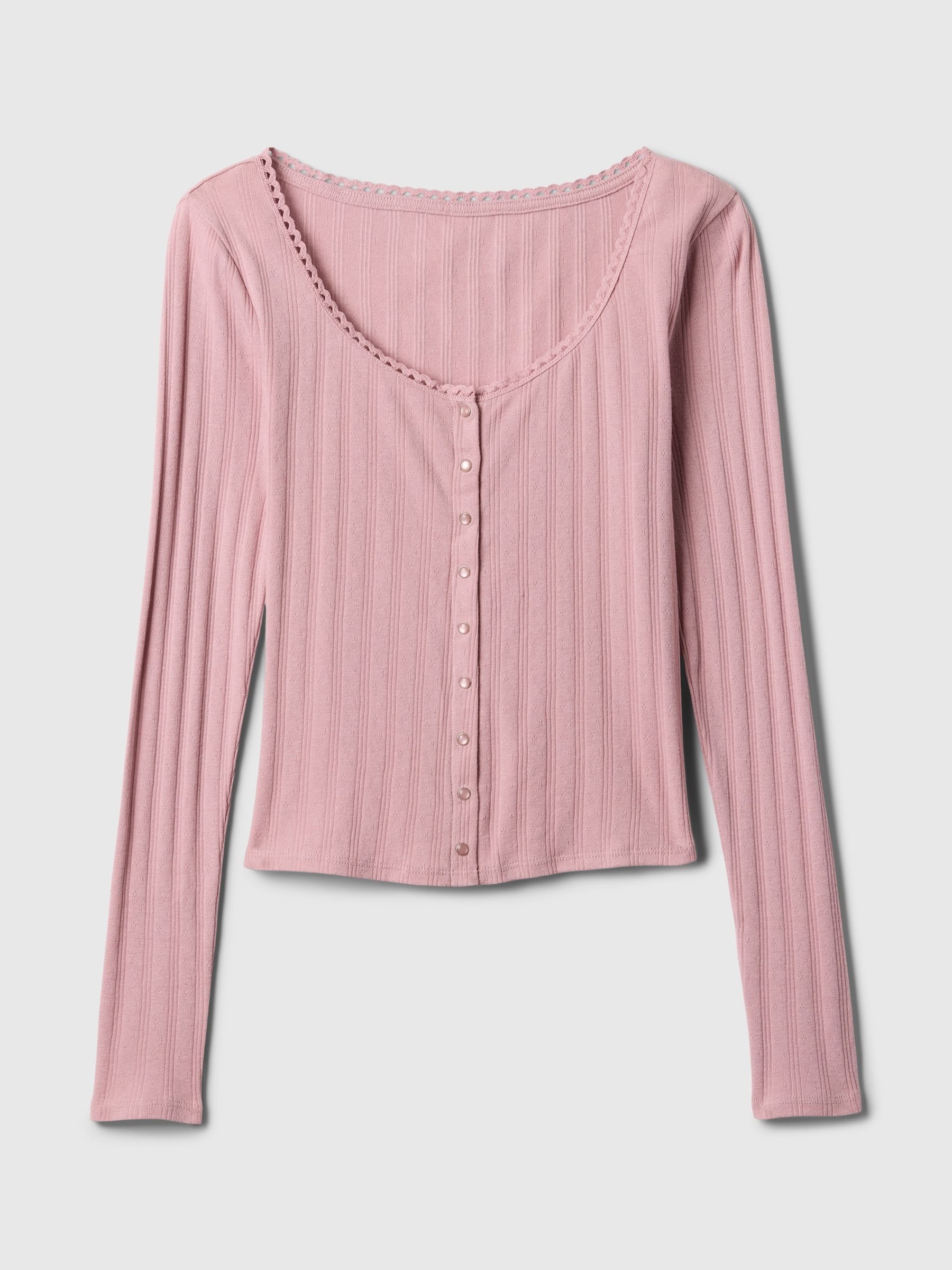 Buy Pink Cropped Pointelle Cardigan from the Gap online shop