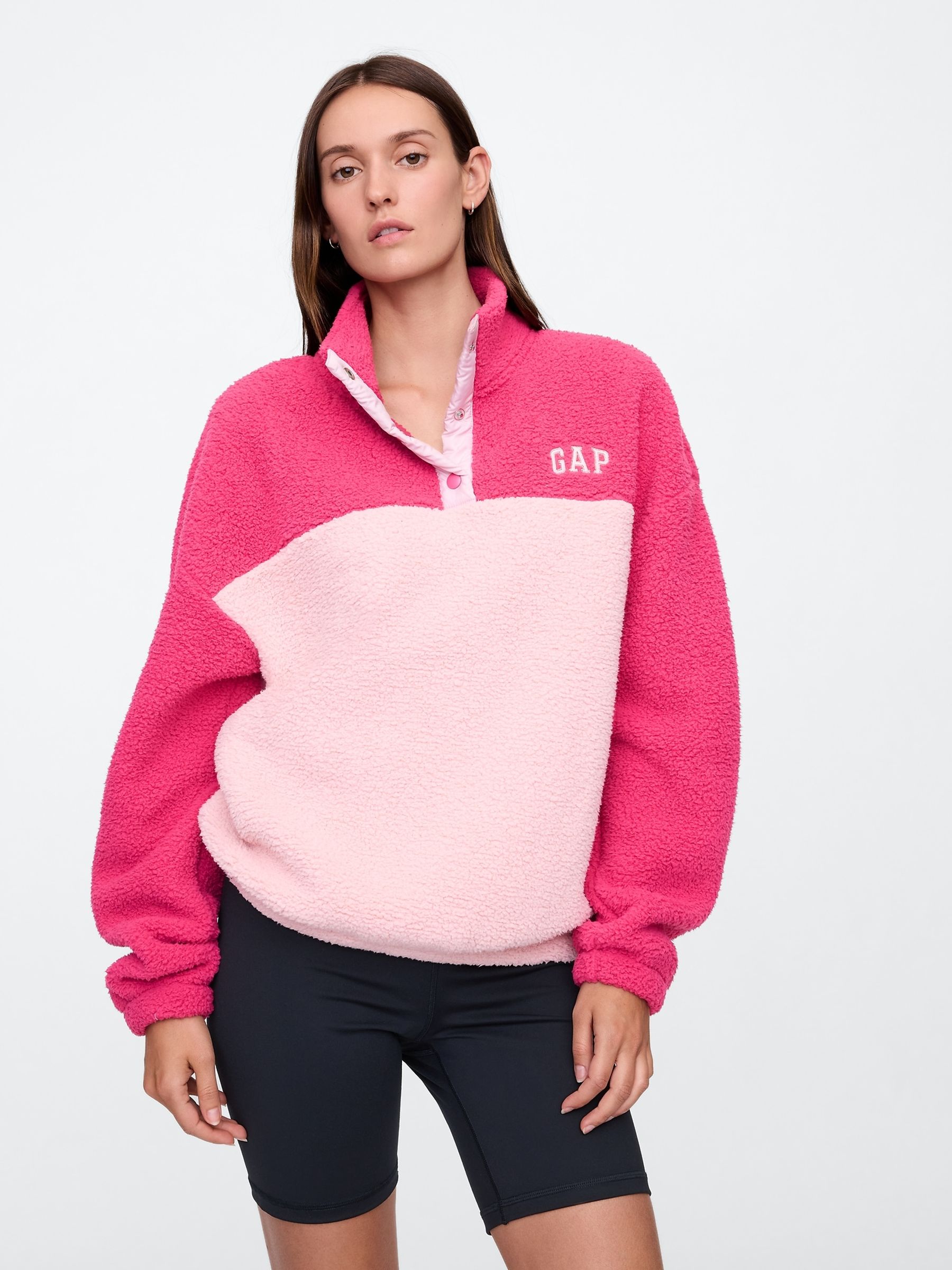 Pink half zip sherpa cheap