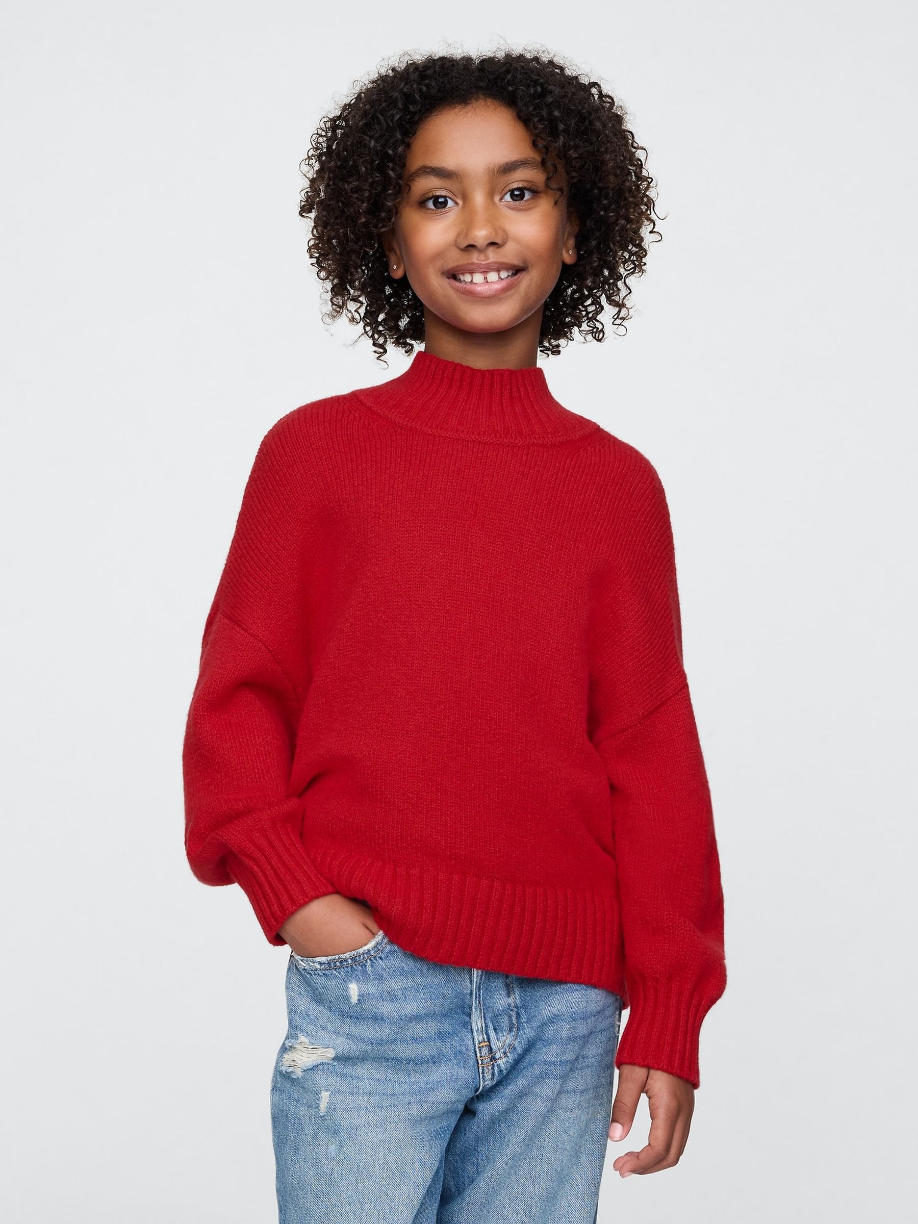 Buy Red CashSoft Oversized Mock Neck Jumper 4 13yrs from the Gap online shop