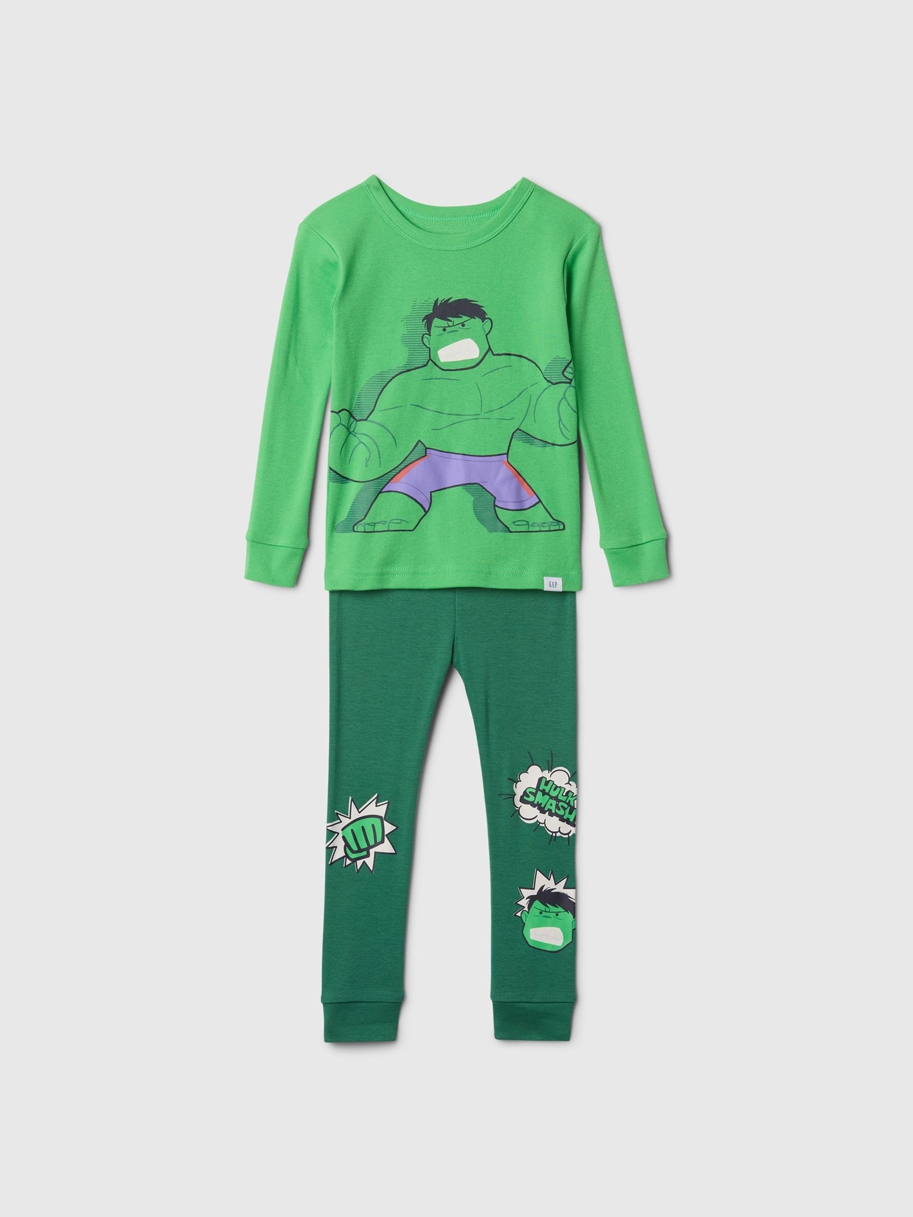 Buy Green Hulk Marvel Organic Brushed Cotton Pyjama Top and Bottoms Set from the Gap online shop