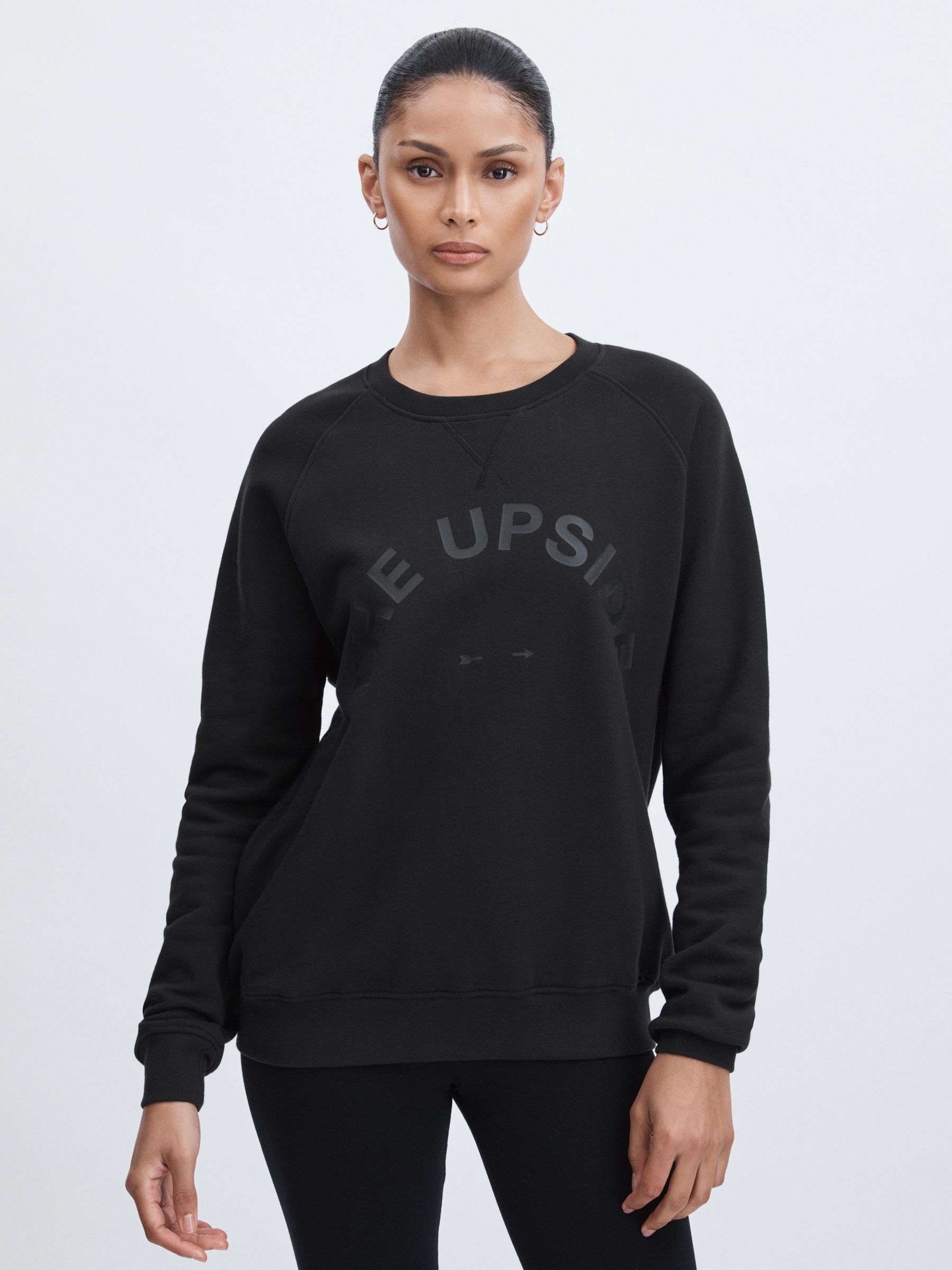 Reiss The Upside Organic Cotton Logo Sweatshirt in Black REISS