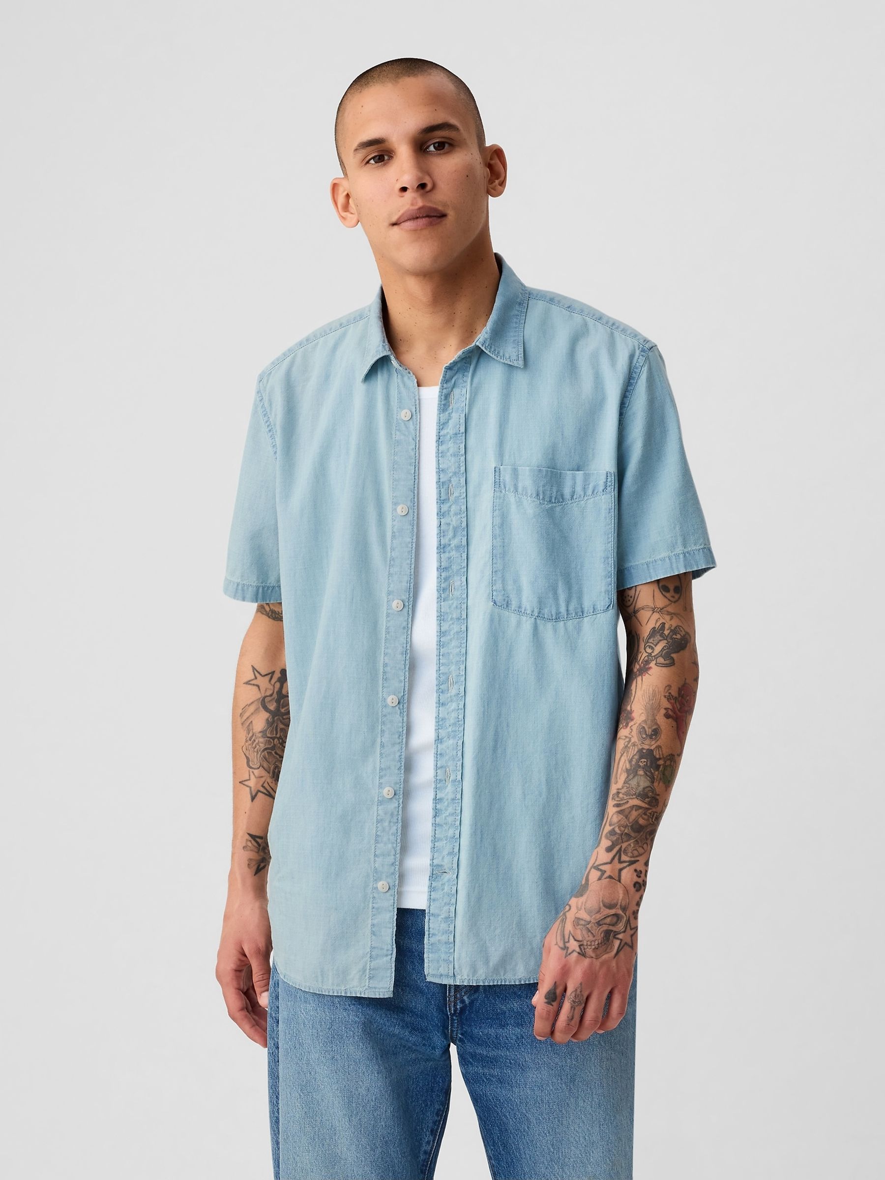 Blue Denim Short Sleeve Shirt