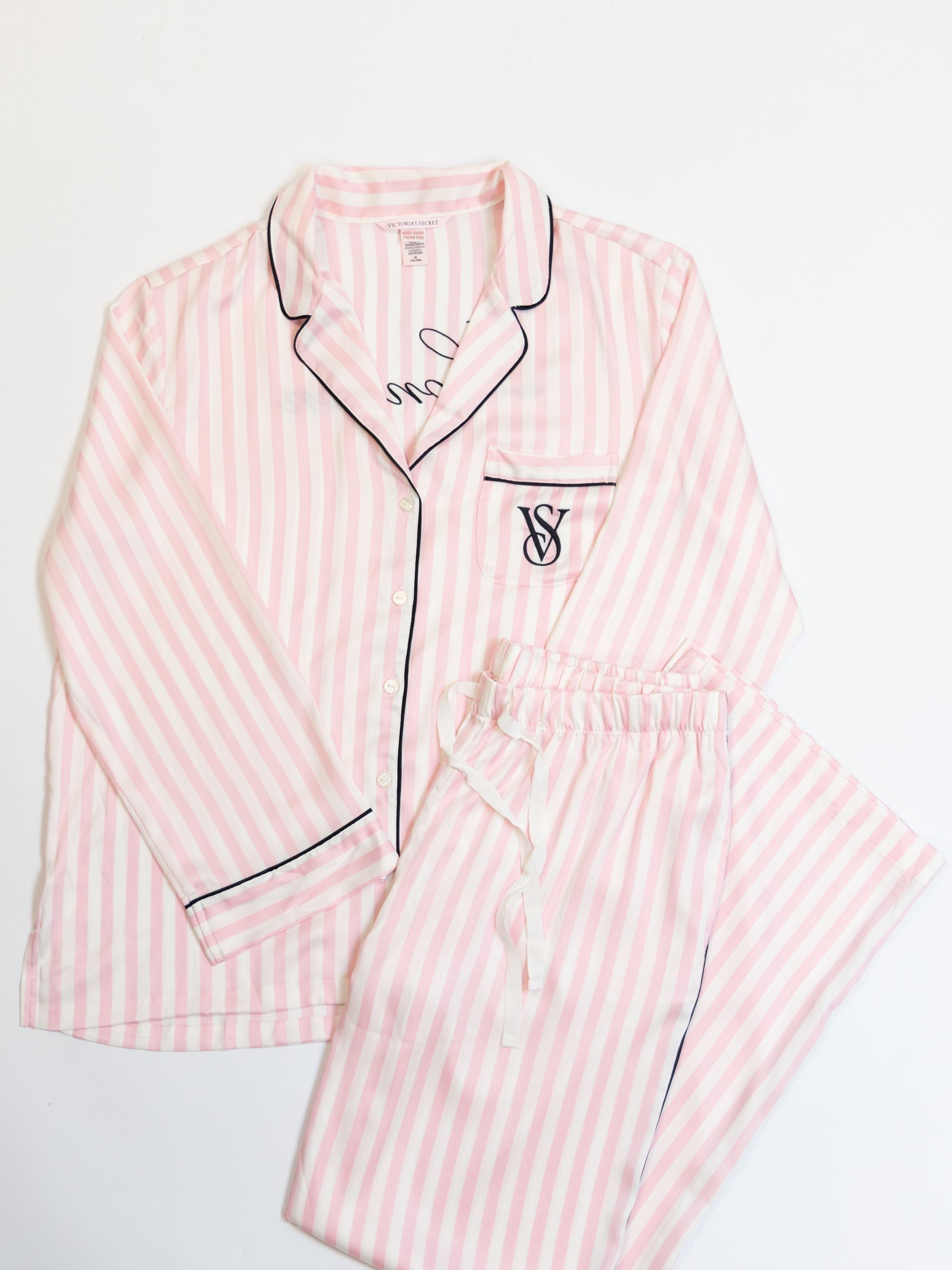 Buy Victoria s Secret Pink Iconic Stripe Long Sleeve London Satin Pyjamas from the Victoria s Secret UK online shop