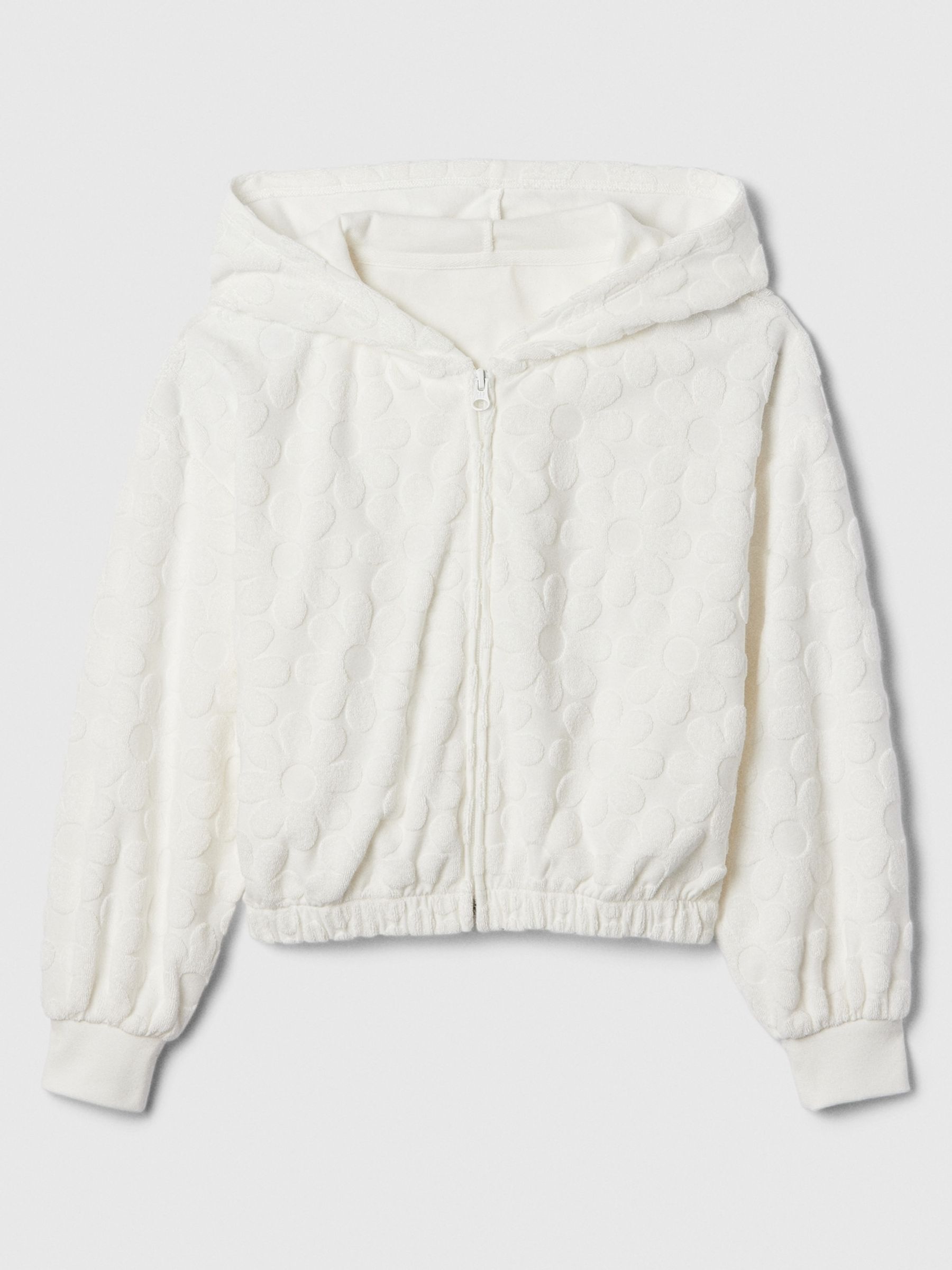 White Towel Terry Zip Up Hoodie 4 13yrs